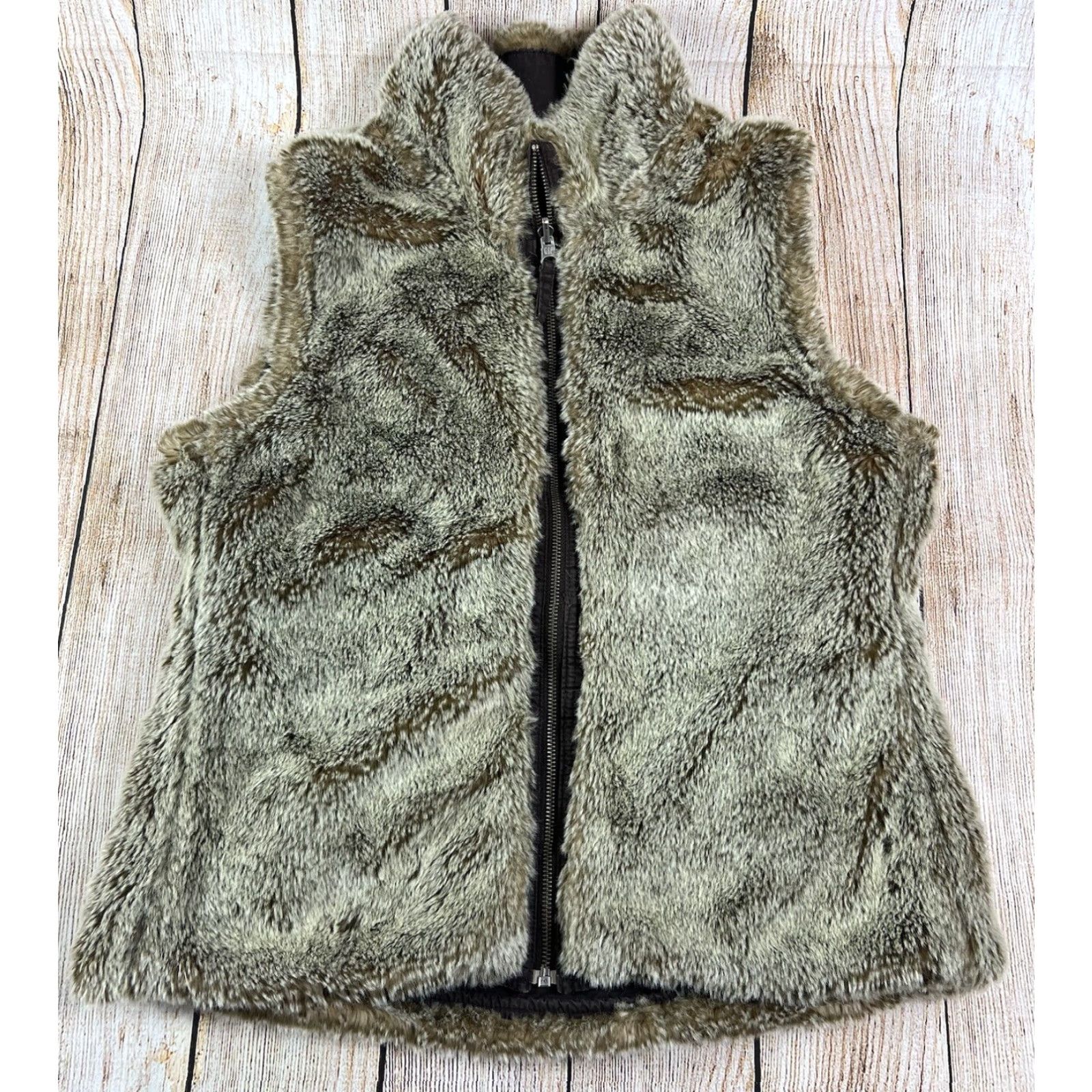 Gap GAP Women Reversible Vest Full Zip Pockets Faux Fur Tan Brown M Vest Women’s Medium Size M / US 6-8 / IT 42-44 - 2 Thumbnail
