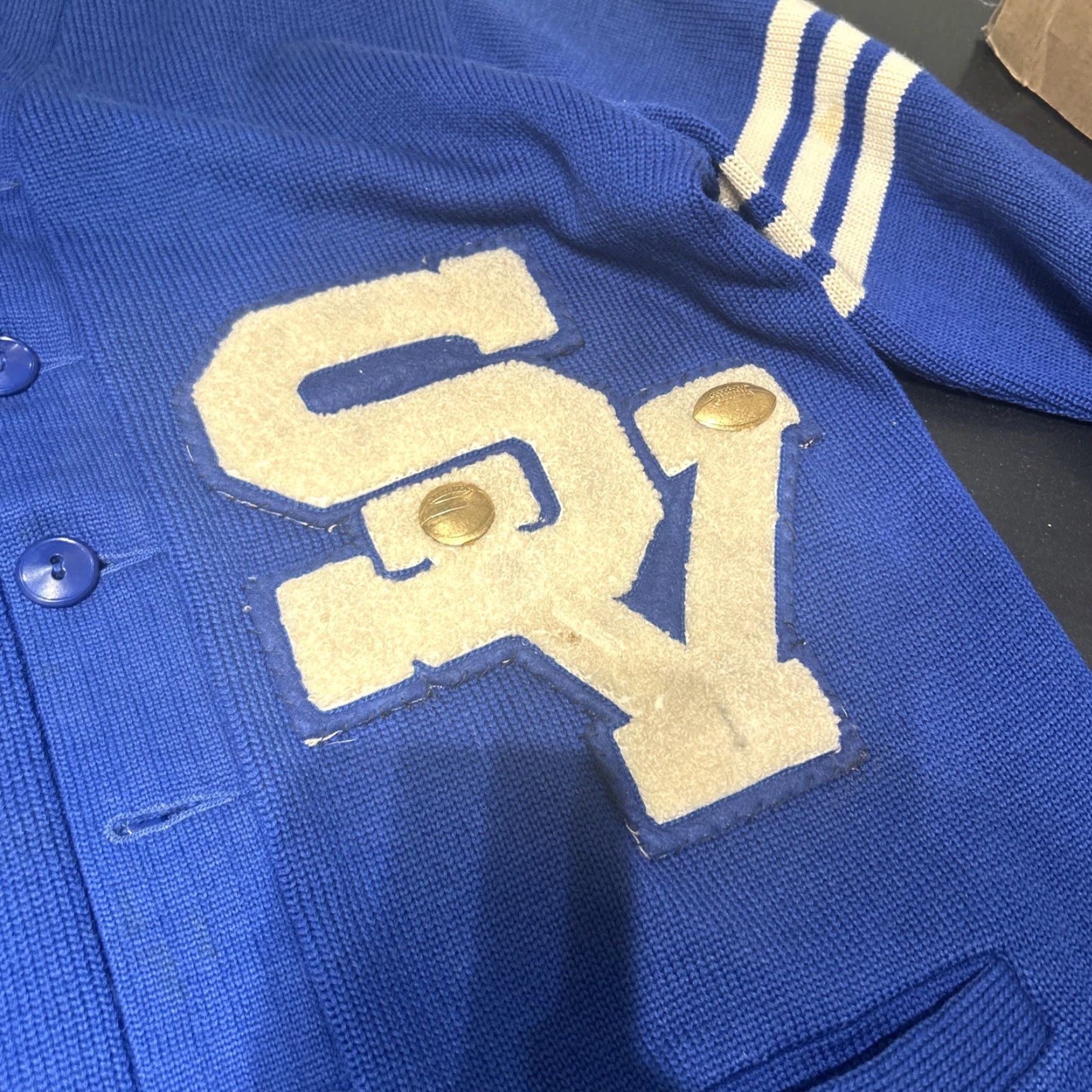 Vintage VINTAGE Royal Blue Coleman Letterman Sweater 70,s Preppy Oxford Dark Academia Style S Royal Blue Letterman Sweater) Size US S / EU 44-46 / 1 - 2 Thumbnail