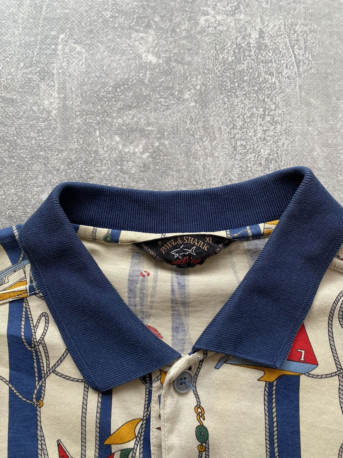 Paul & Shark × Vintage Paul & Shark Yachting Full Print Polo T-shirt Size US XL / EU 56 / 4 - 5 Thumbnail