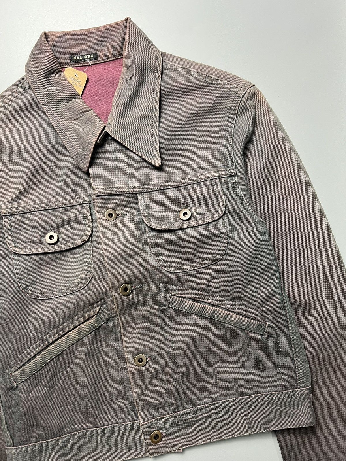 Miu Miu 2020's MiuMiu Iresdescent Burgundy Trucker Jackets Size S / US 4 / IT 40 - 2 Thumbnail
