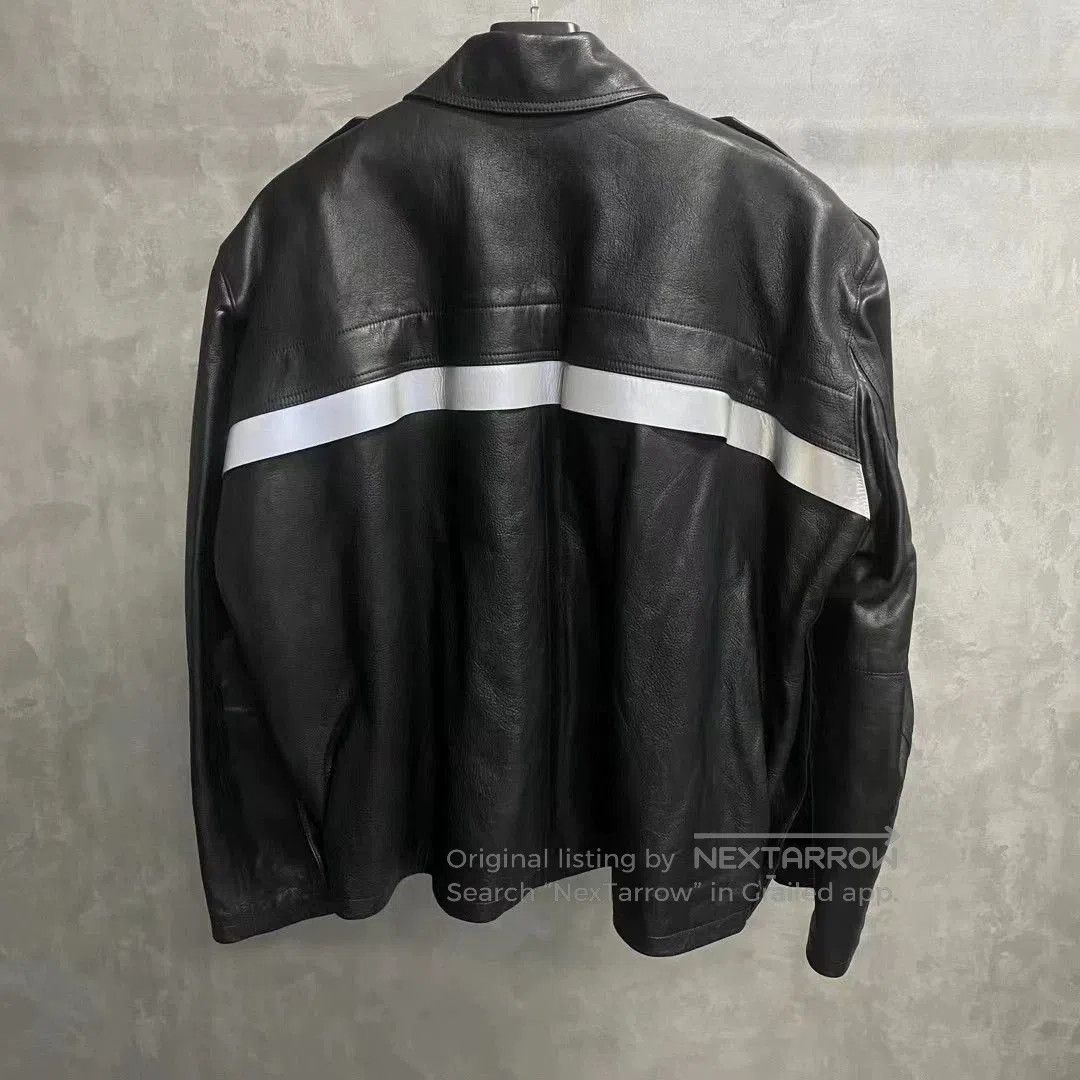 Balenciaga Balenciaga Black Logo Reflective Stripes Leather Jacket. Size US L / EU 52-54 / 3 - 2 Thumbnail