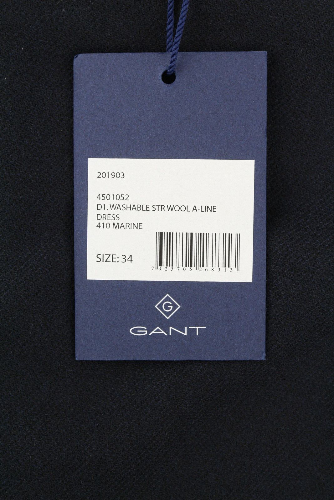 Gant WASHABLE STR WOOL EU34 Dark Blue 3/4 Sleeve Dress 85197 Size XS / US 0-2 / IT 36-38 - 8 Thumbnail