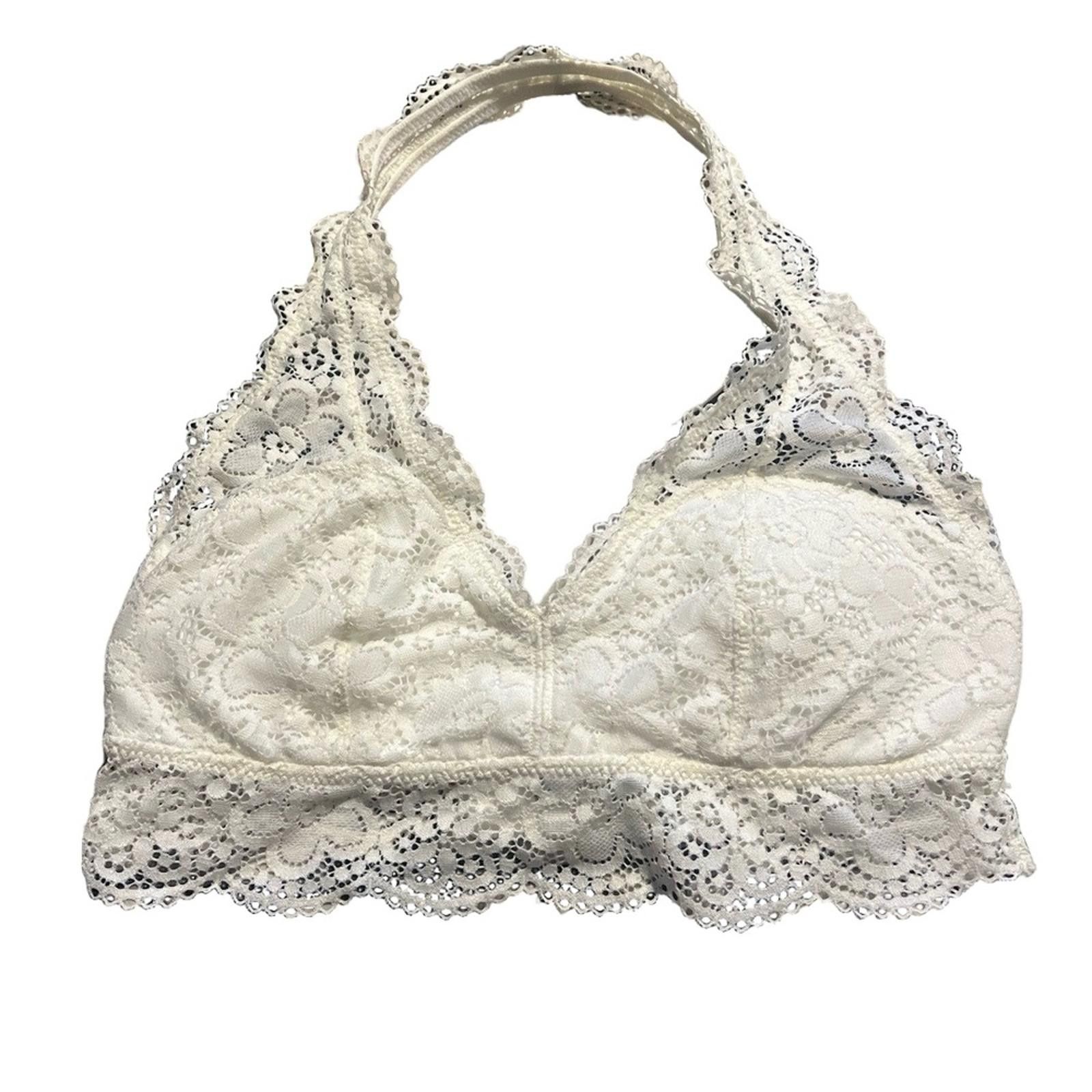 Other Aerie Halter Top Bralette M White Lace Stretch Romantic Chic Size ONE SIZE - 2 Thumbnail