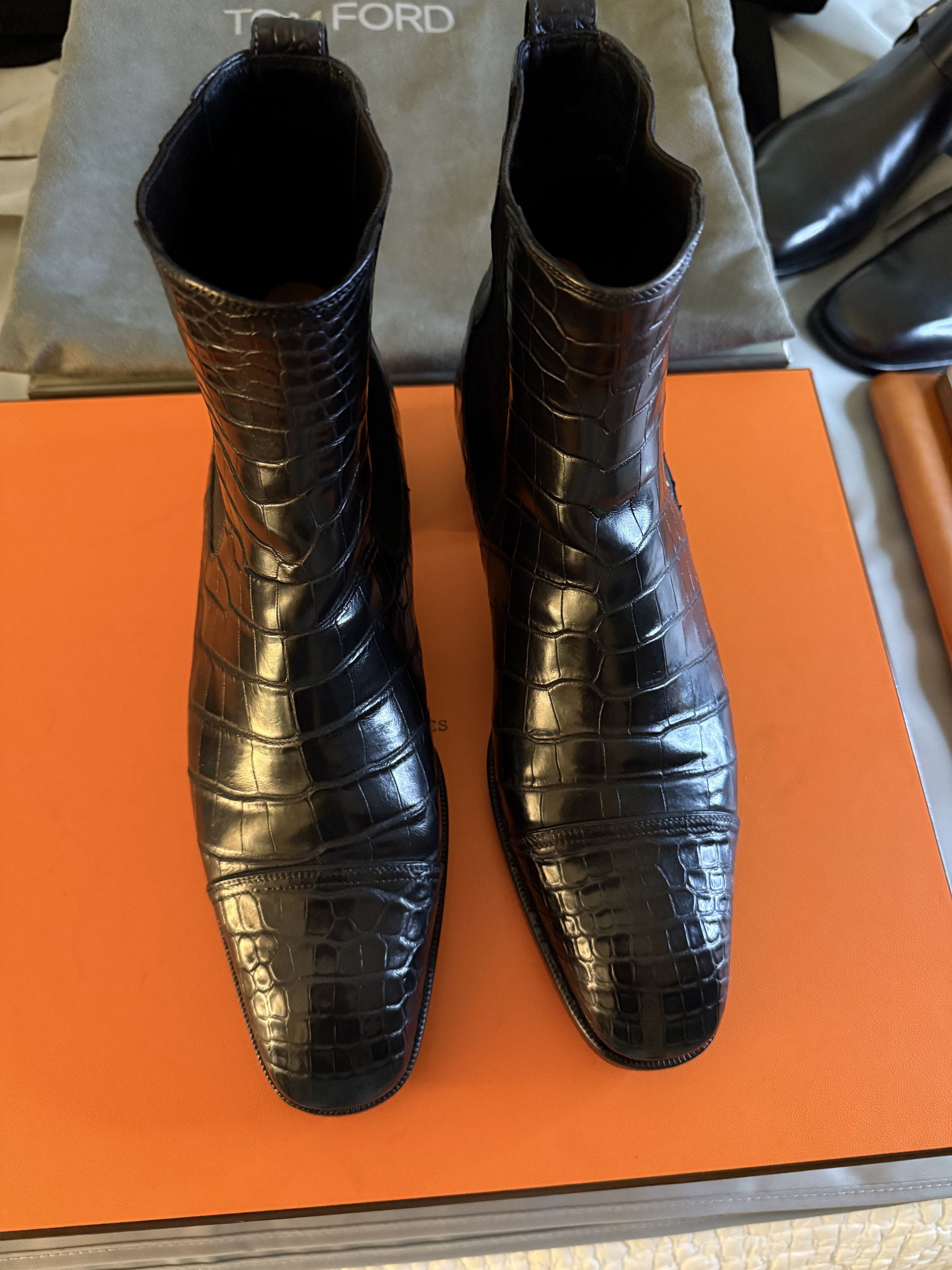Tom Ford The A-List Ultra-Rare $17,800 w/tax Alligator Chelsea Boots Size US 8.5 / EU 41-42 - 16 Thumbnail