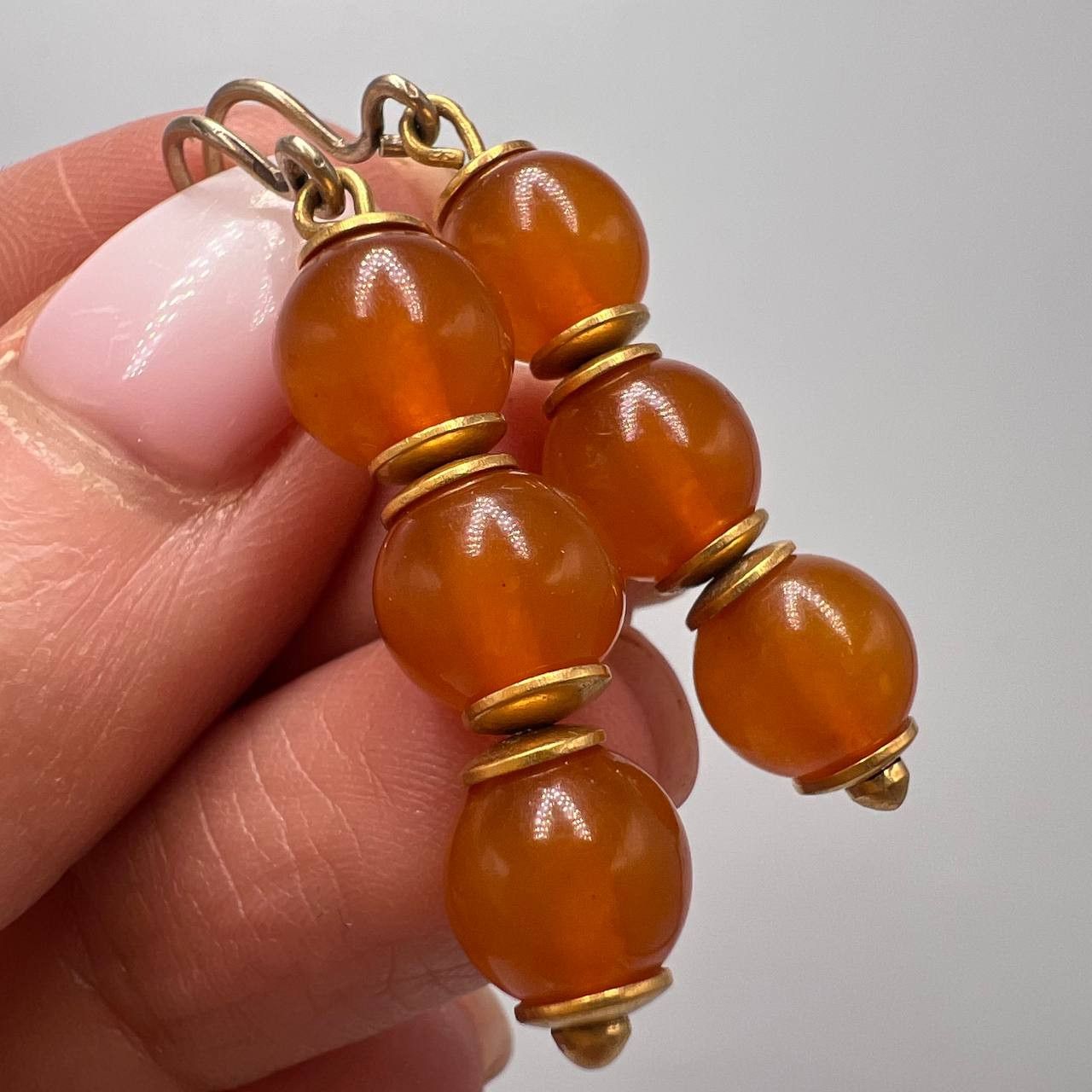 Jewelry Vintage USSR Earrings Gold Plated Silver 875 Baltic Amber Size ONE SIZE - 1 Thumbnail