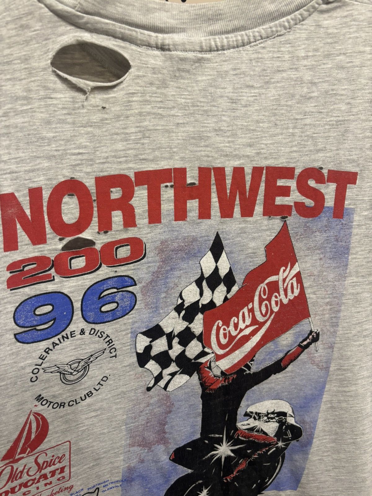 Vintage Vintage 1996 Distressed Coca-Cola Racing Double Sided Tee Size US L / EU 52-54 / 3 - 5 Thumbnail
