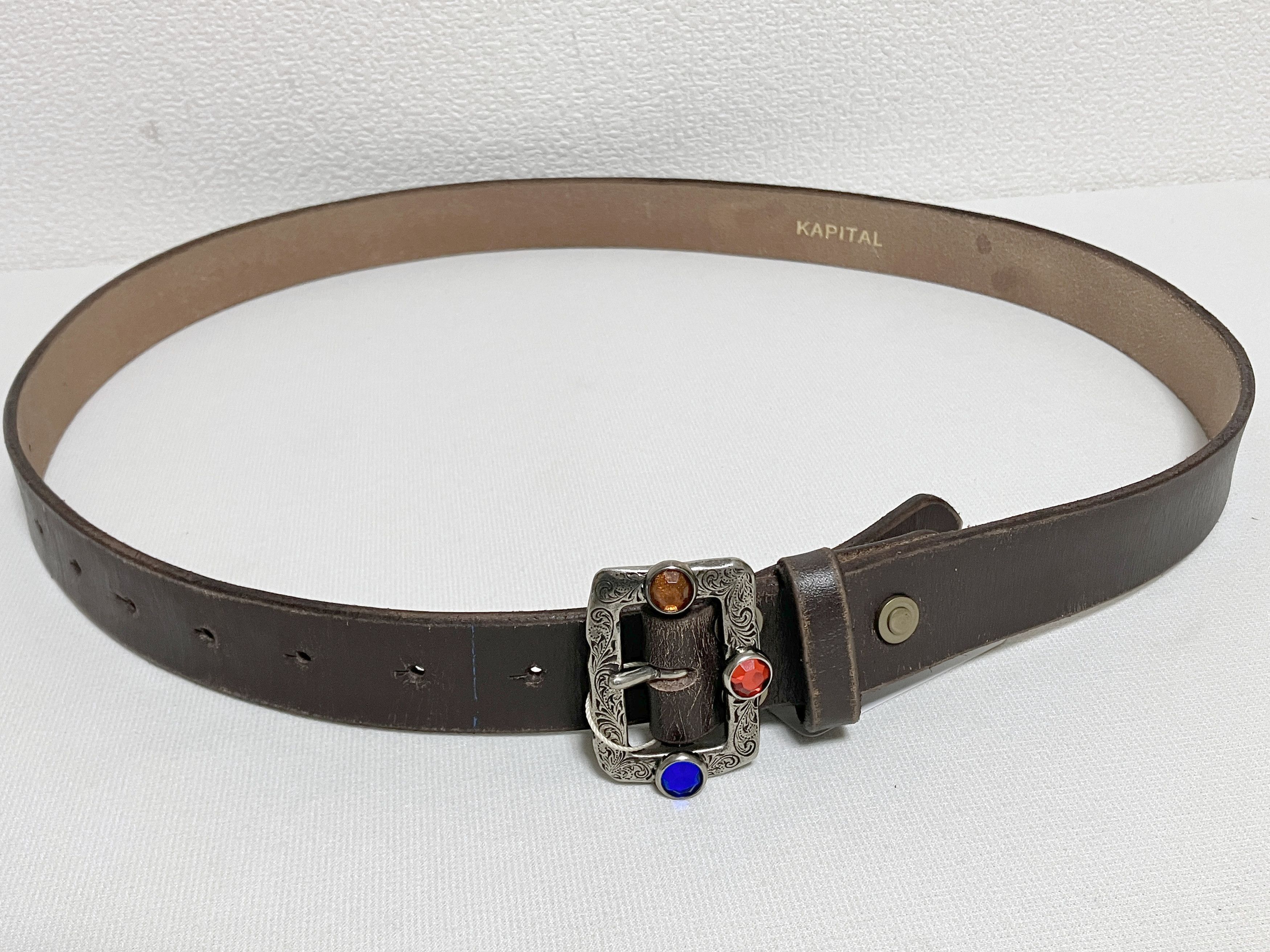 Kapital Kapital Oil leather studs disco buckle belt brown new Size ONE SIZE - 3 Thumbnail