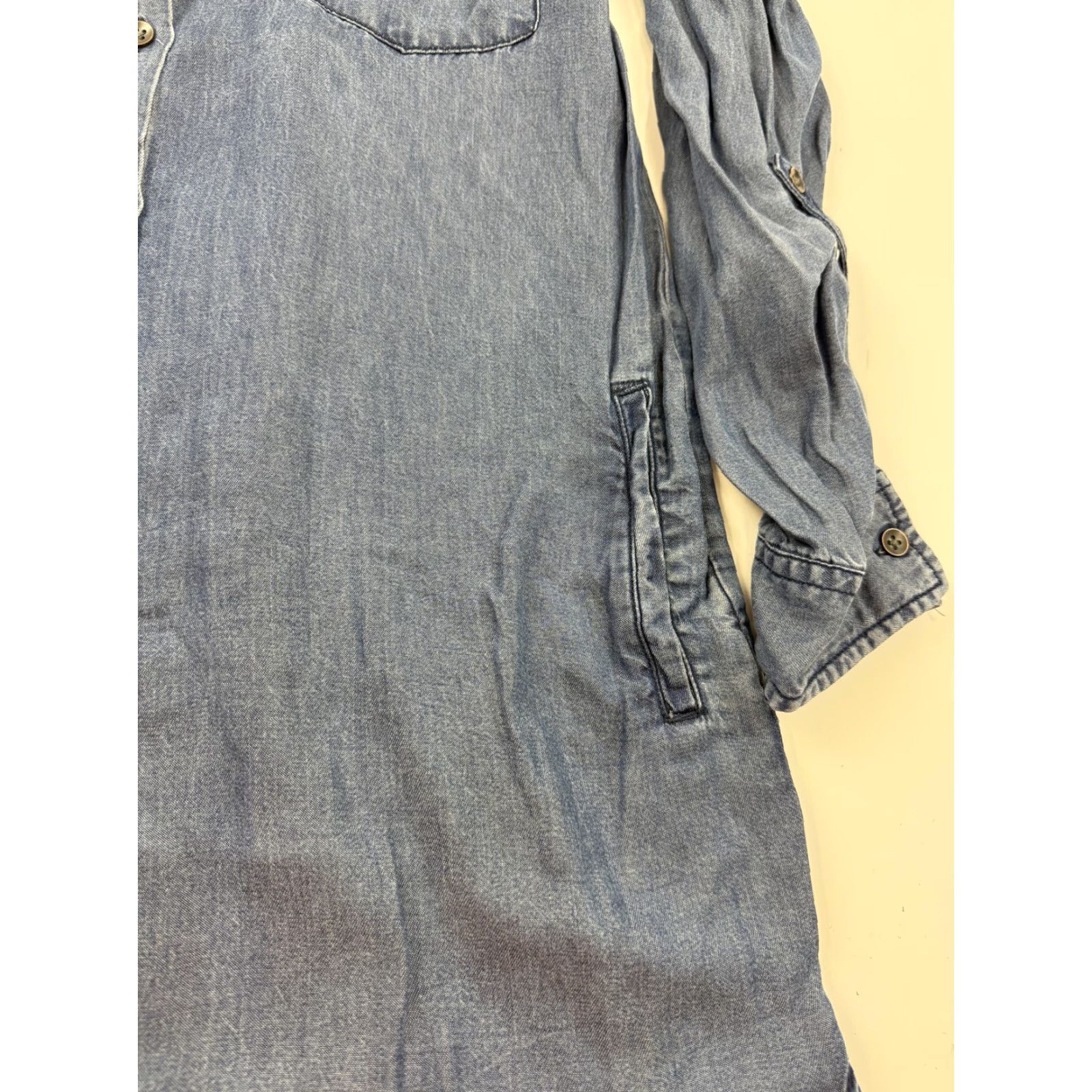 Vintage VINTAGE? No. Thread + Supply Dress Womens Small Blue Chambray Button Front Shirt Pockets Size S / US 4 / IT 40 - 2 Thumbnail