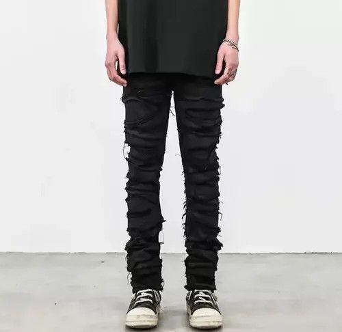 High Sport × Jean Skinny Denim Jeans Heavy Destruction Ripped Size US 32 / EU 48 - 4 Thumbnail
