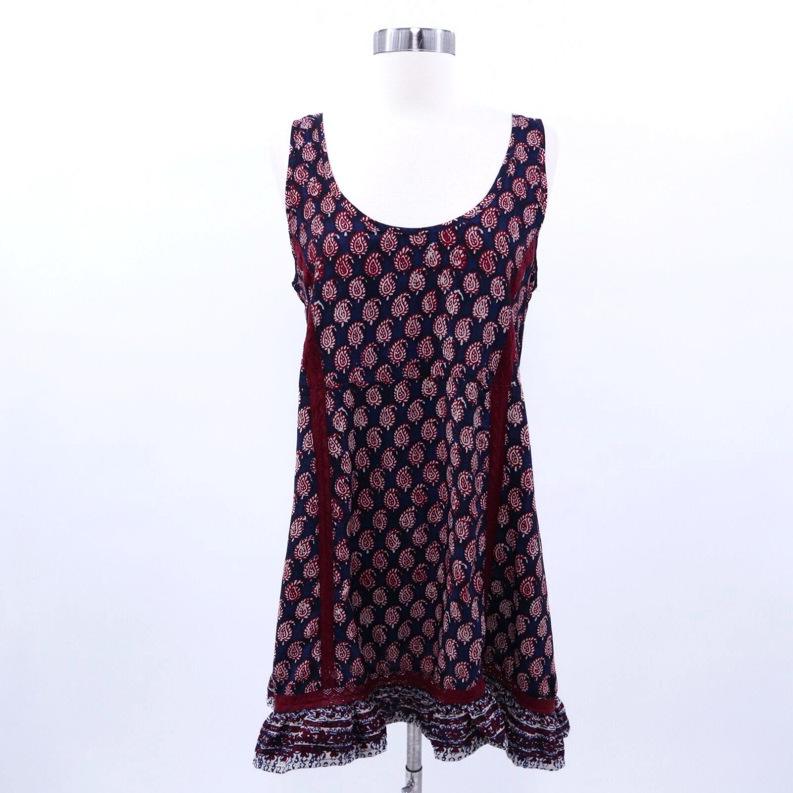 image of Vintage House Of Harlow 1960 Tank Dress Womens S Small Paisley Blue Red White