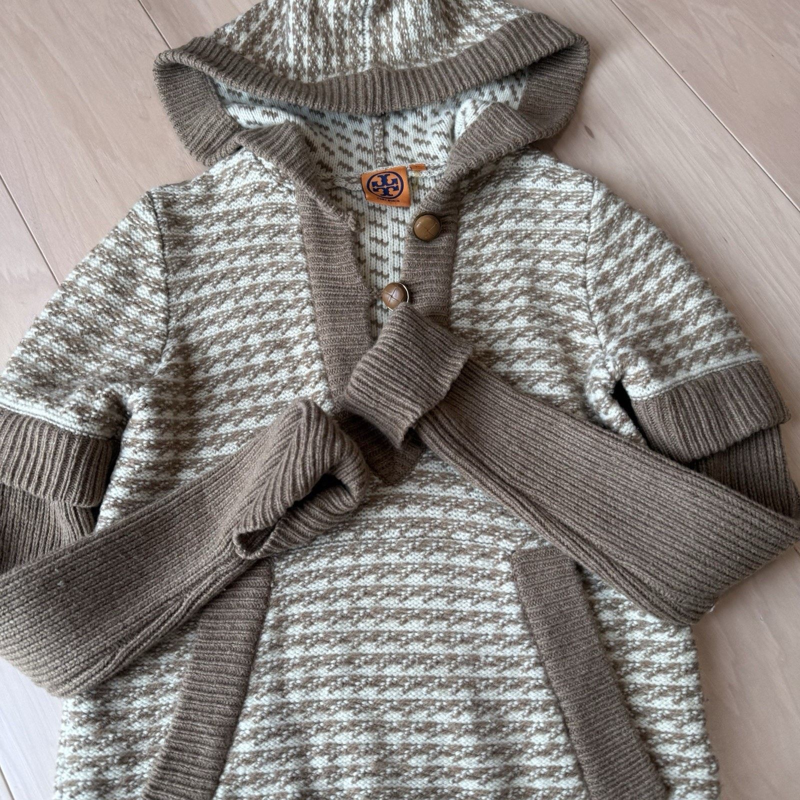 Tory Burch Tory Burch Sweater XS Brown Hooded Wool Pullover Argyle Glam Size XS / US 0-2 / IT 36-38 - 4 Thumbnail