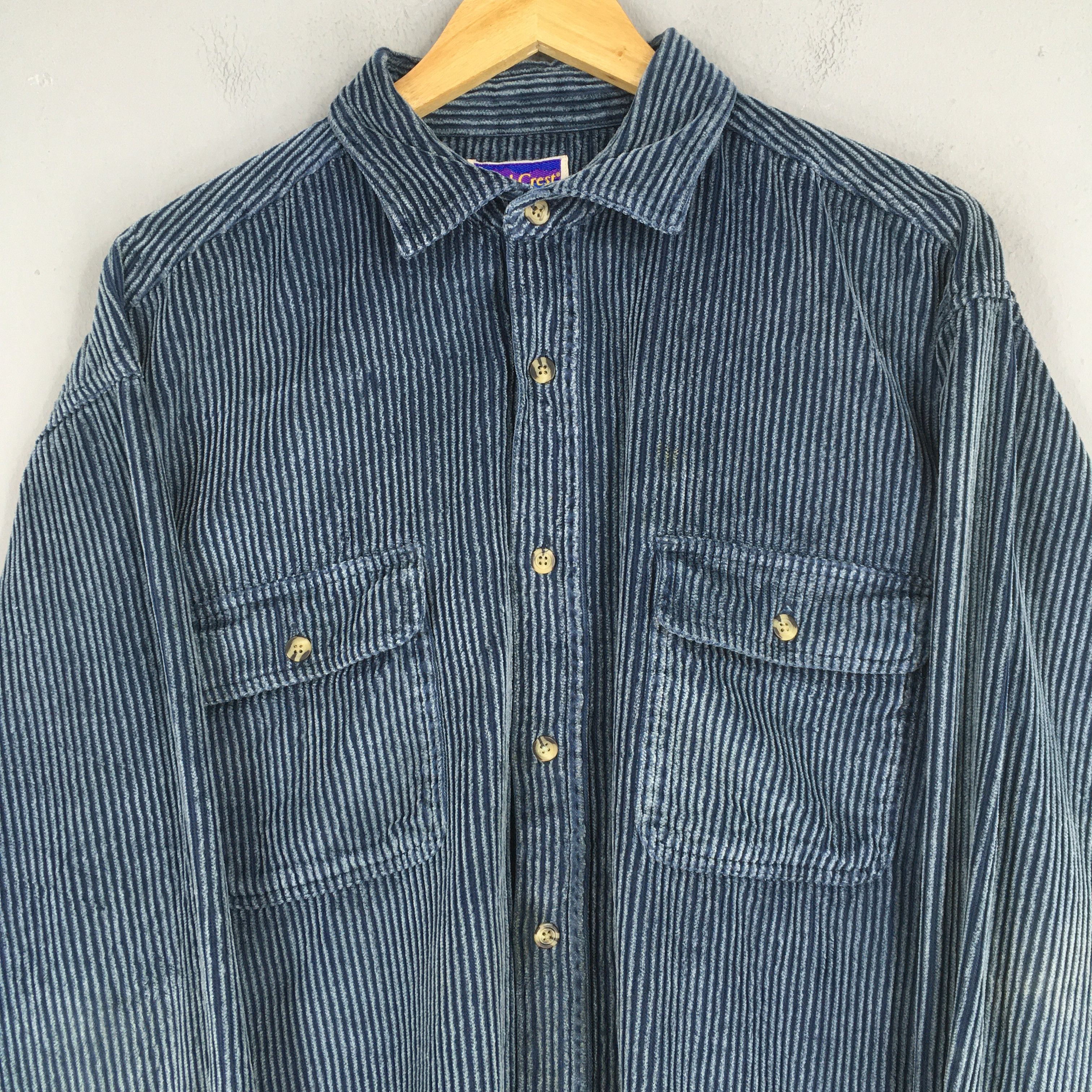 Vintage Vintage North Crest Corduroy Blue Shirt Large Size US L / EU 52-54 / 3 - 2 Thumbnail