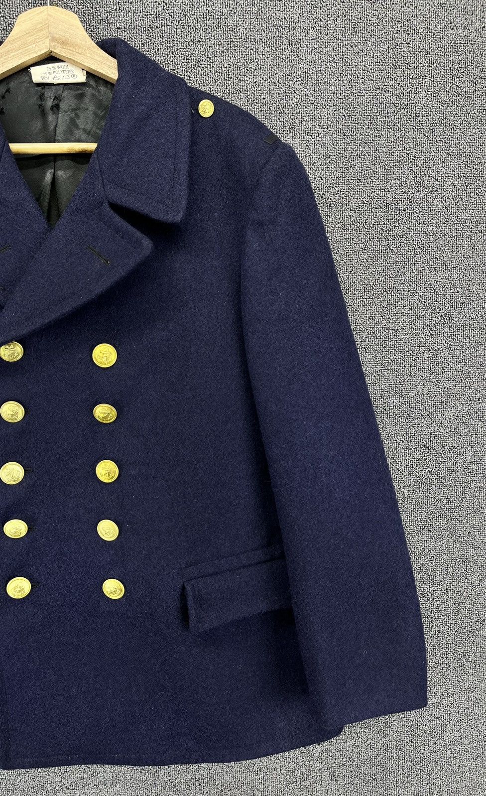 Vintage Vintage 80s GMBH Germany Navy Wool Double Breasted Jacket Size US S / EU 44-46 / 1 - 4 Thumbnail