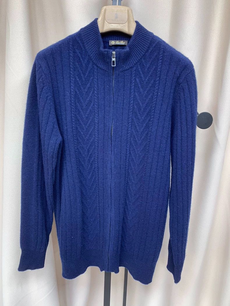 Loro Piana LORO PIANA Lingling full zipper wool cashmere sweater coat Size US L / EU 52-54 / 3 - 1 Thumbnail