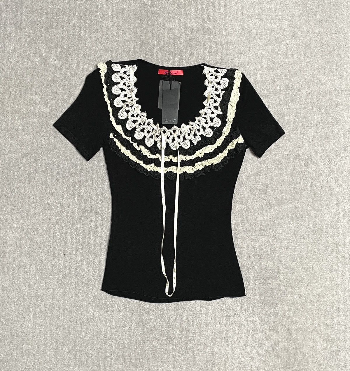 Vintage Vintage Black T-shirt Tee Lace Coquette Drip New Size S / US 4 / IT 40 - 2 Thumbnail