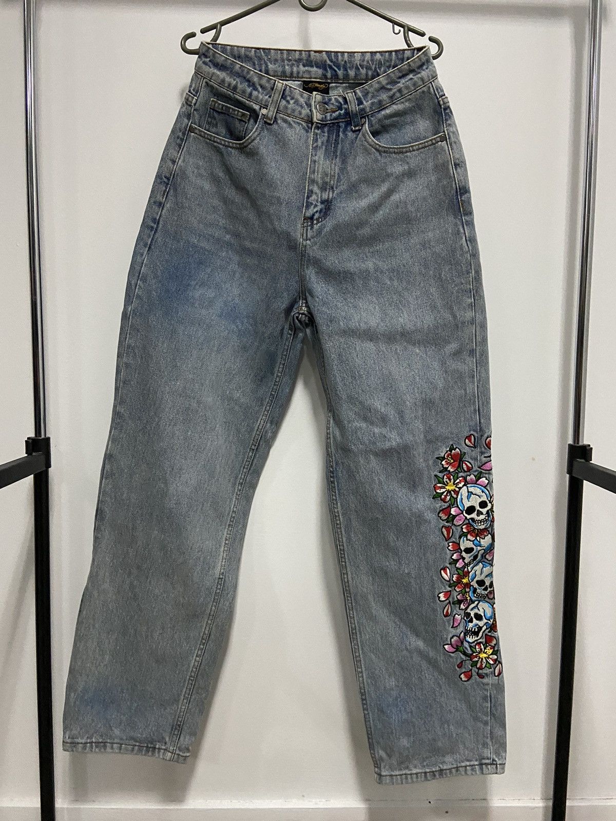 Ed Hardy Ed Hardy skull flower baggy jeans denim pants big logo Size US 28 / EU 44 - 2 Thumbnail