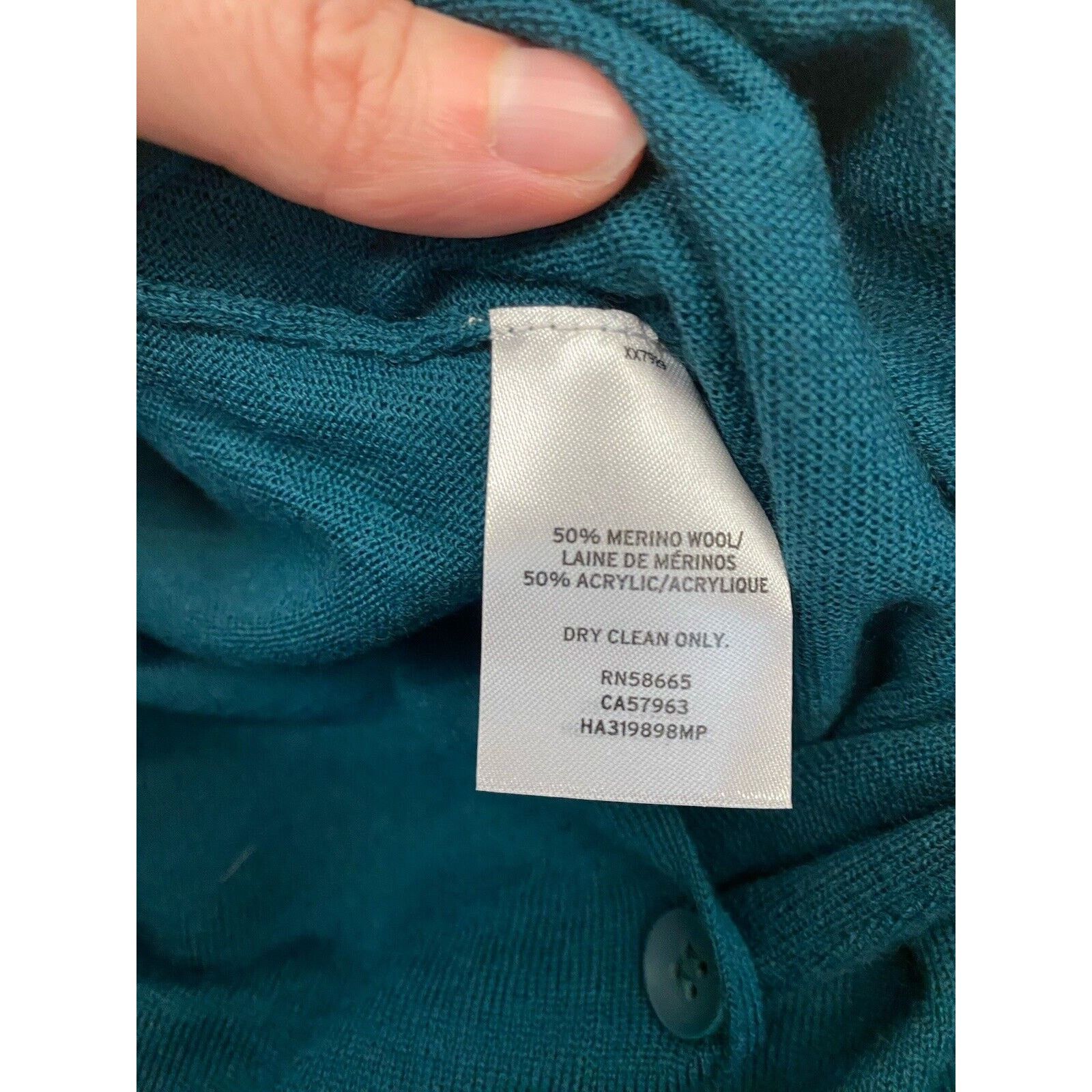 Nordstrom NWT Halogen Nordstrom Merino Wool V-Neck Cardigan Teal Size L / US 10 / IT 46 - 10 Thumbnail