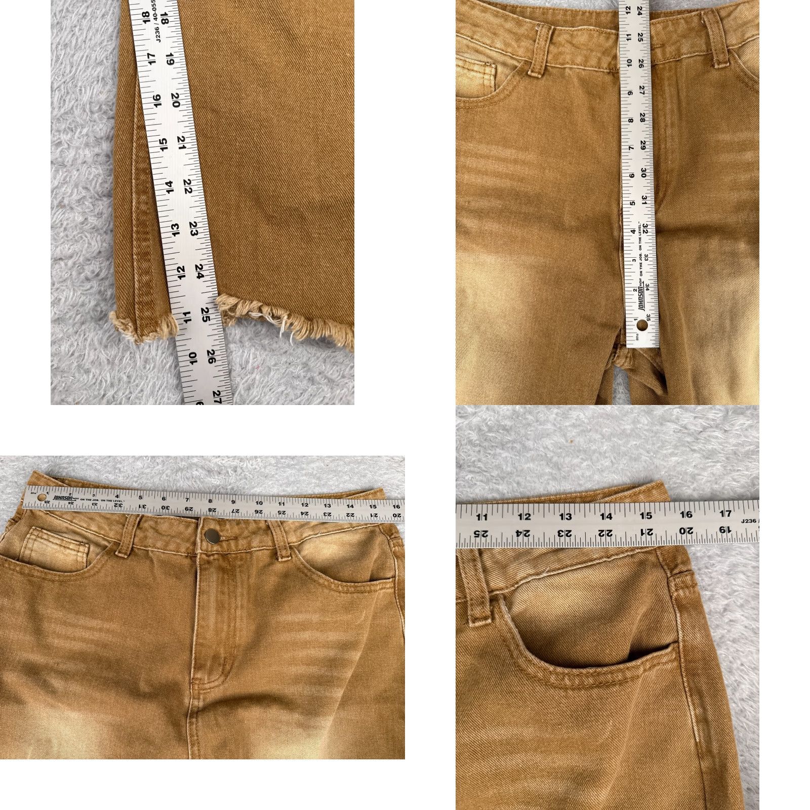 Vintage Jeans Women 31 Brown Khaki Distressed Denim Wide Leg High Rise Cotton 31x25 Size 24" / US 00 / IT 34 - 8 Thumbnail