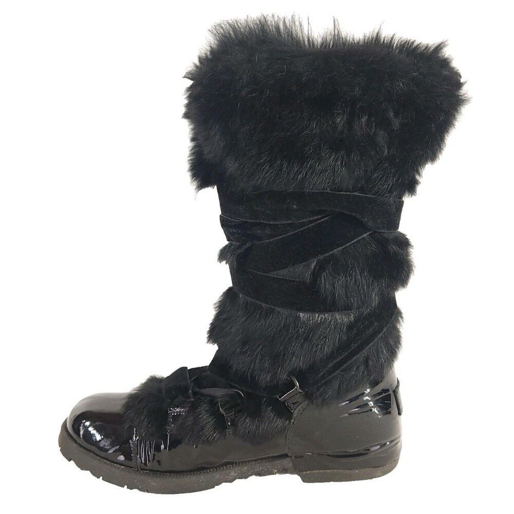 Sonia Rykiel Sonia Rykiel Patent Leather Fur Boots US 7 EU 37 Womens Bla Size US 7 / IT 37 - 8 Thumbnail
