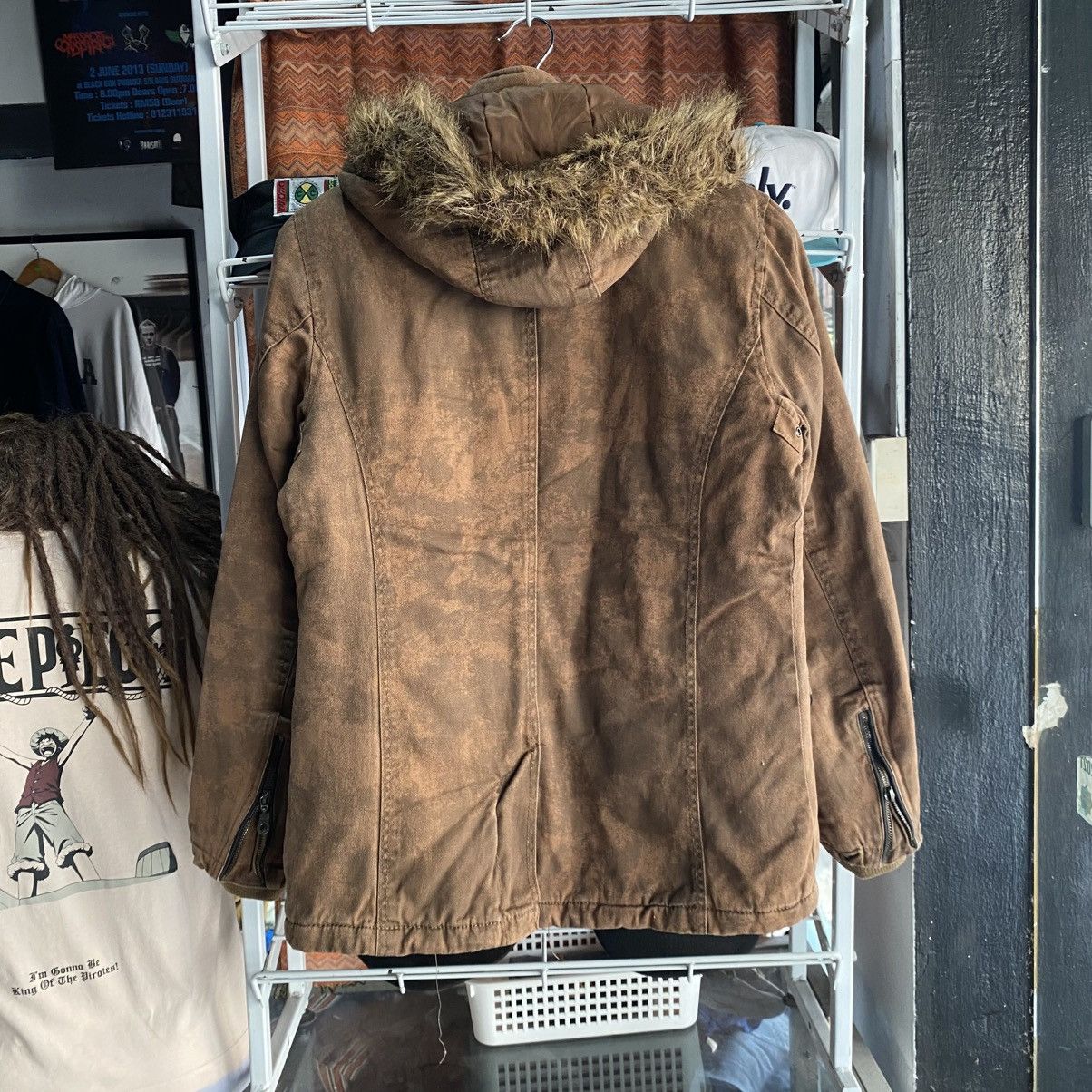 In The Attic In the Attic Brown Grunge Multi-Pocket Fur Hoodie Jacket Size US M / EU 48-50 / 2 - 2 Thumbnail