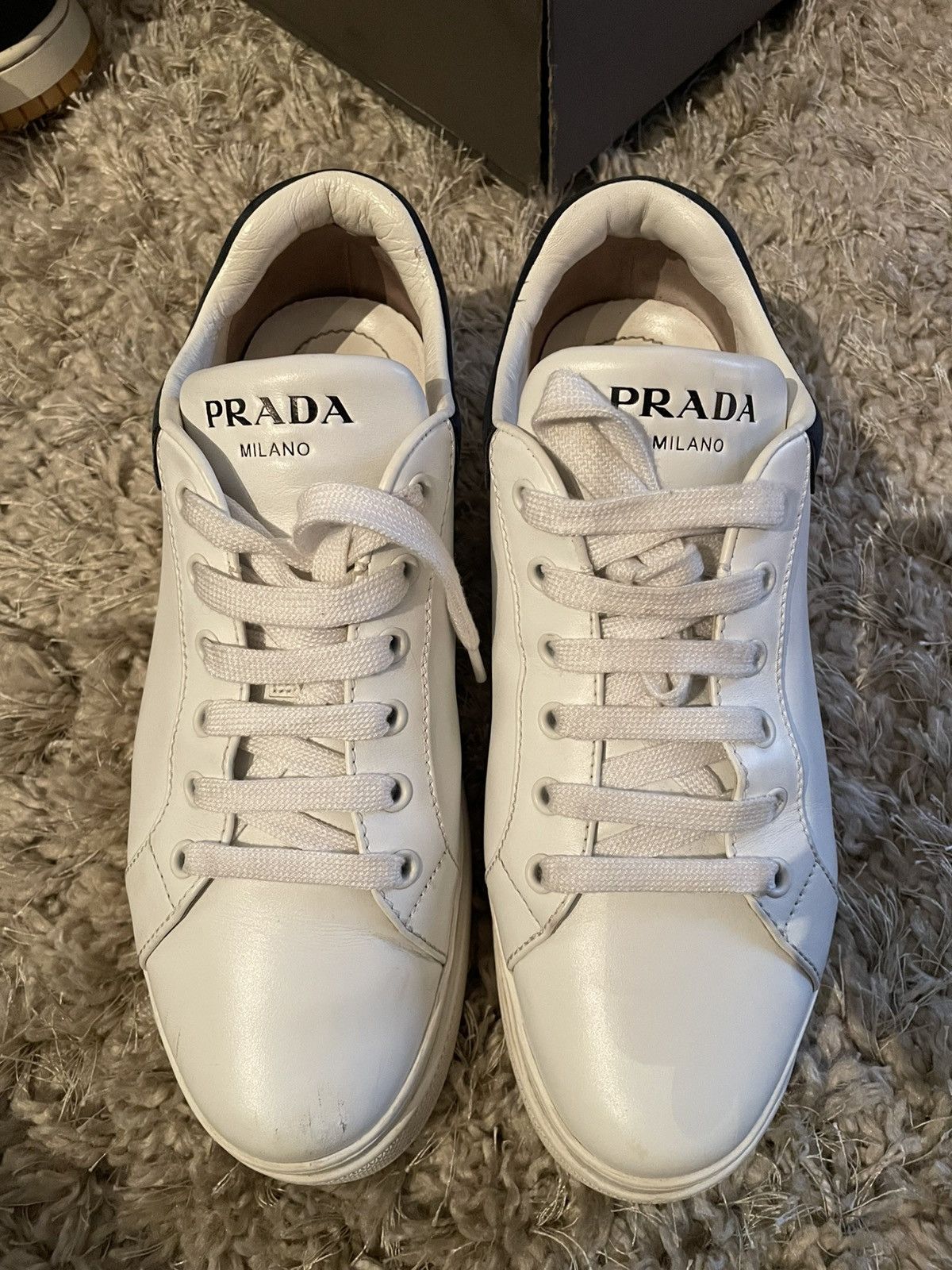 Prada Prada White Leather Platform Trainer Size US 8 / EU 41 - 5 Thumbnail