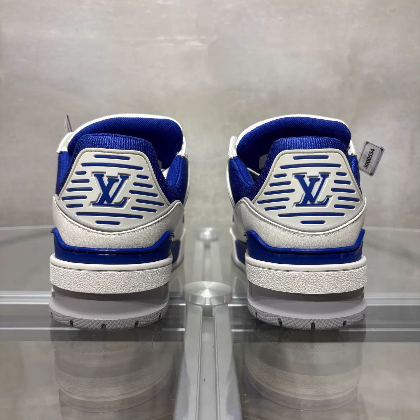 Louis Vuitton LV Trainer White Blue Embossed UK2 (36) Size US 4.5 / IT 34.5 - 6 Thumbnail
