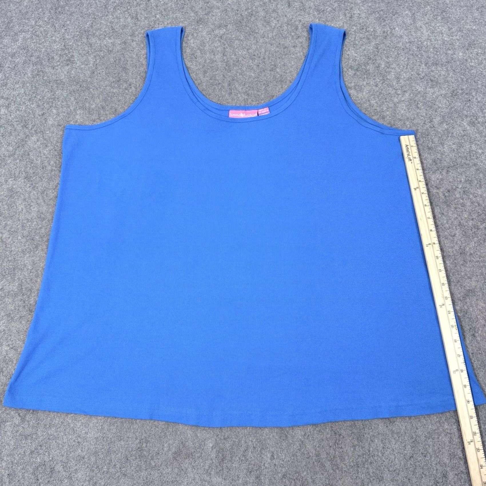 Vintage Woman Within Tank Top Shirt Sleeveless Plus 4X Blue Womens Beach Classic Casual Pullover Ribbed Stretch 31.5" Shirt Length Size XXL / US 16-18 / IT 52-54 - 6 Thumbnail