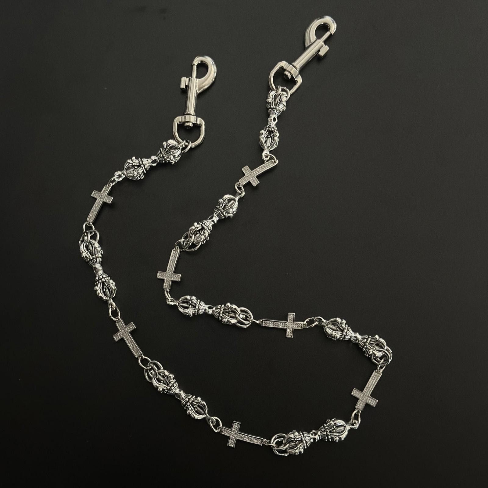 Jewelry Silver Cross Chain Wallet Chain, Gothic Punk Accessory Size ONE SIZE - 4 Thumbnail
