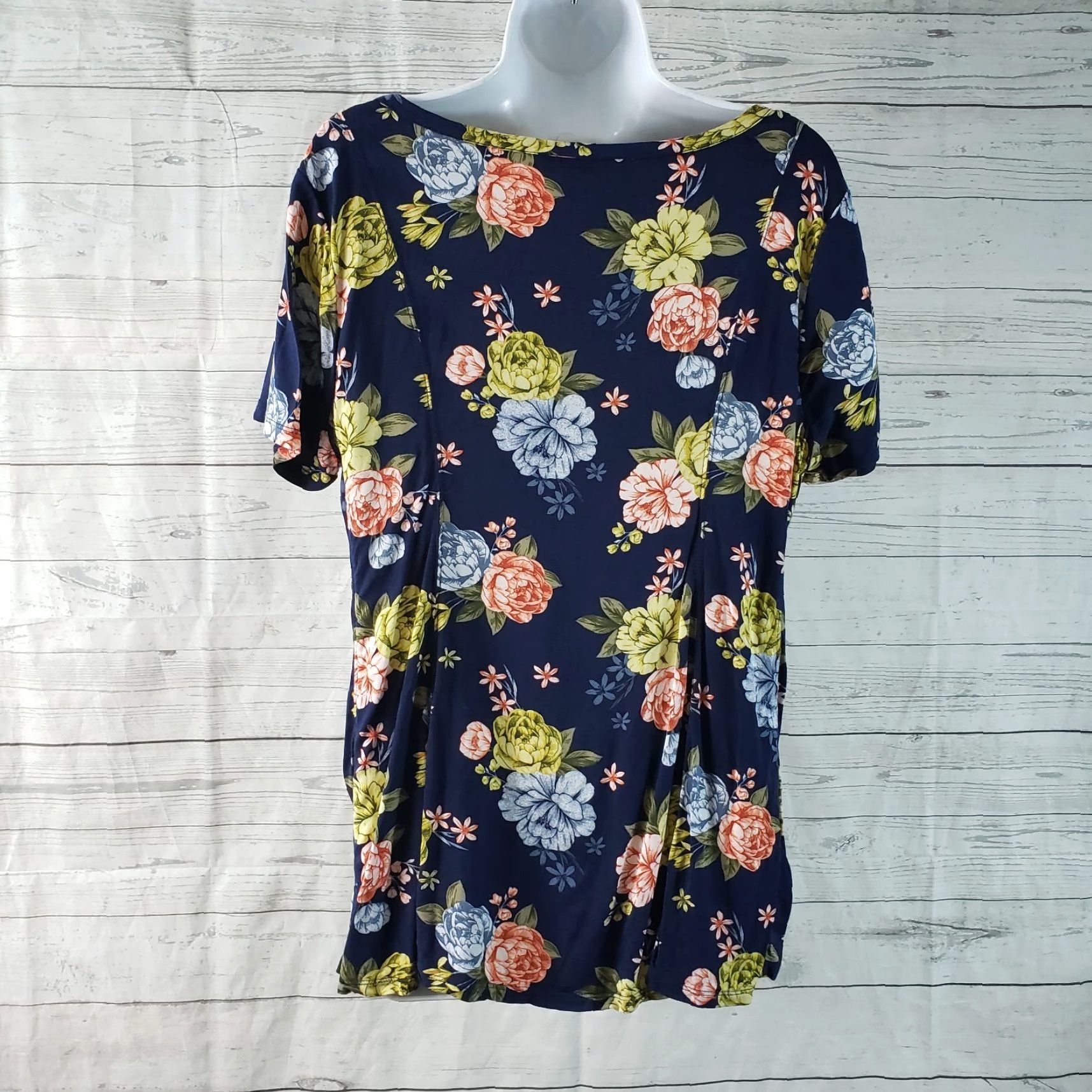 Torrid Torrid Blouse Shirt Short Sleeve Floral Stretch Challis Top Blue Green Size L Adults Womens Size L / US 10 / IT 46 - 4 Thumbnail