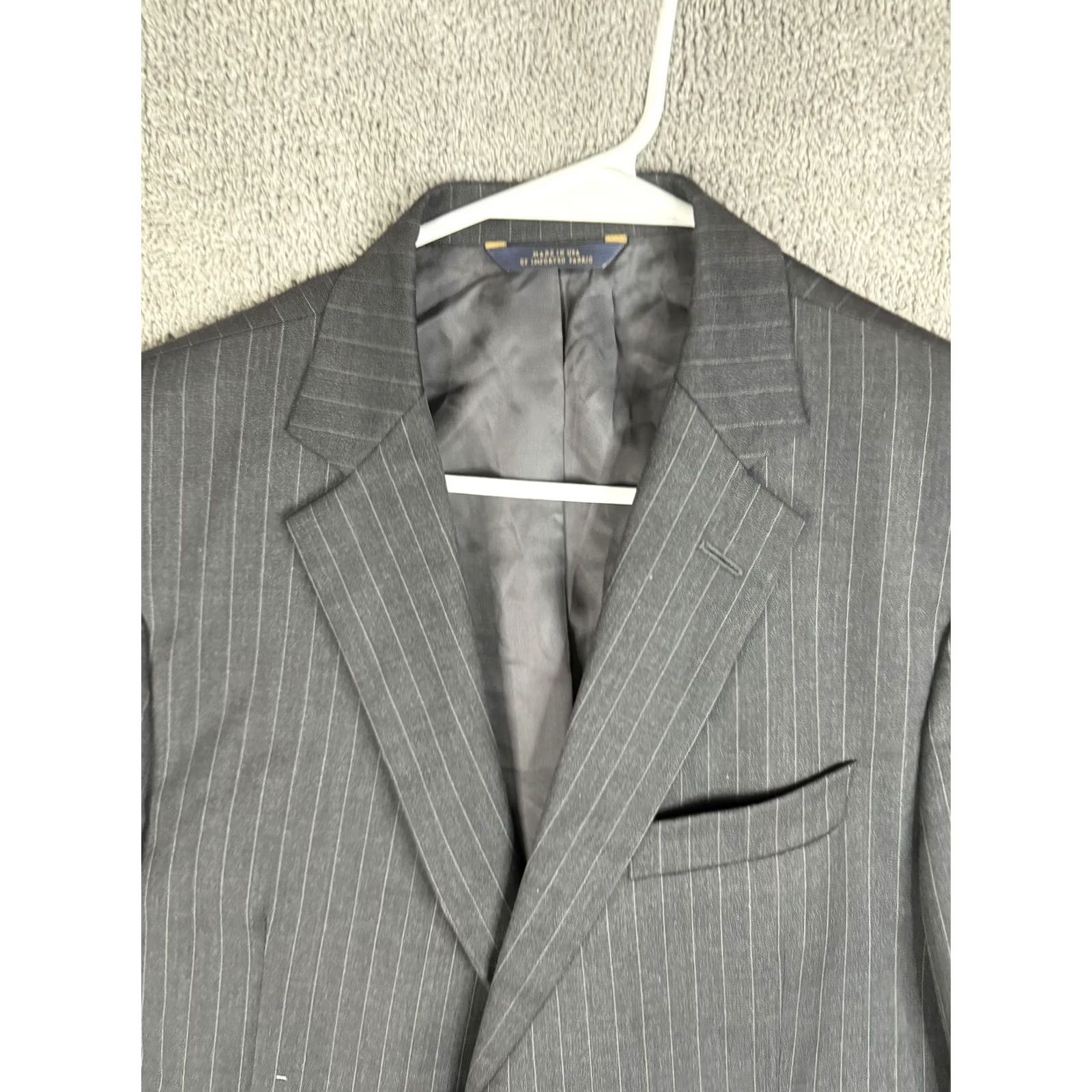 Brooks Brothers Brooks Brothers Jacket 42R Gray Pinstripe 1818 Fitzgerald Wool Blazer Slim Notch Two-Button Single-Breasted Mens Suit Jacket Size 42R - 6 Thumbnail