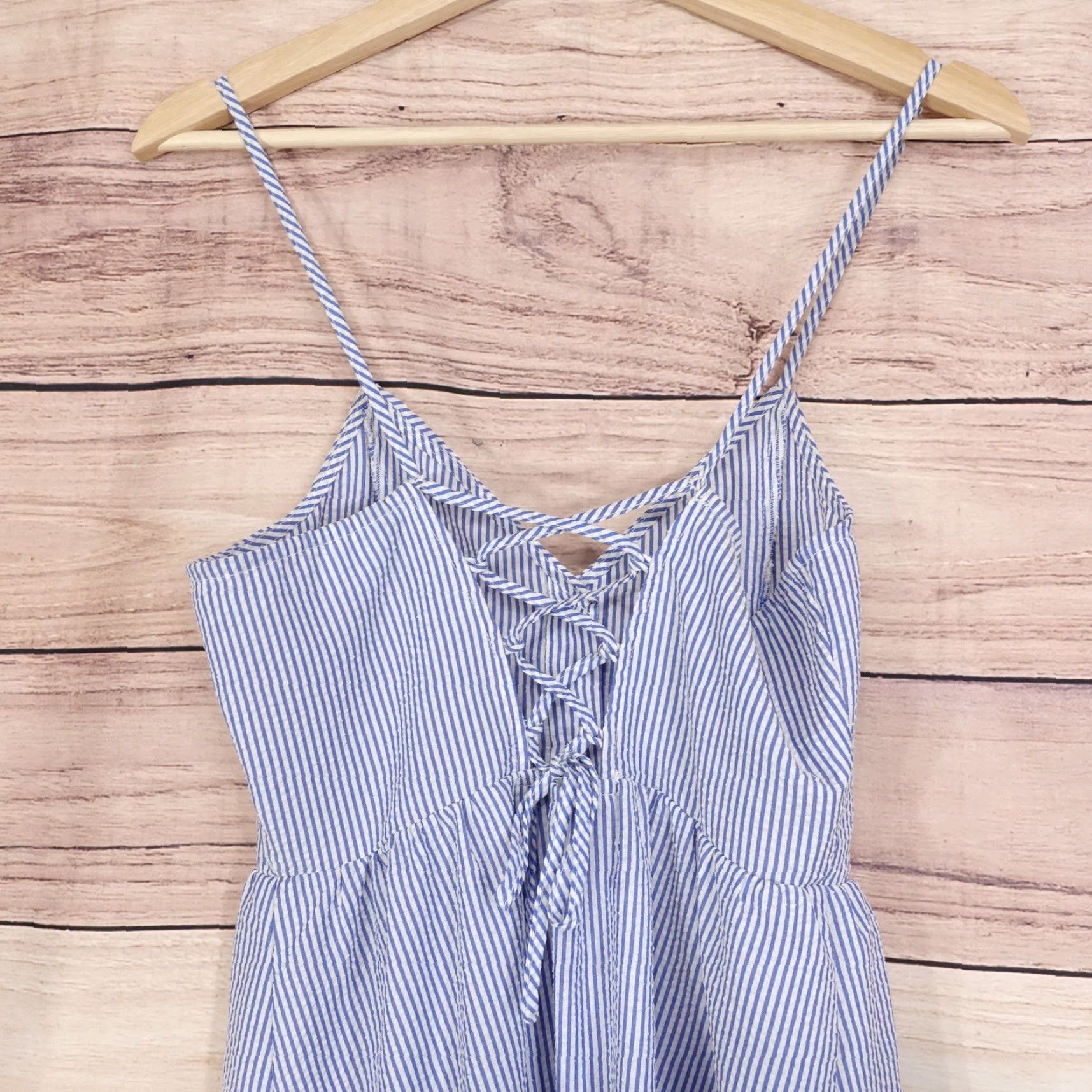 H&M H&M Blue White Striped Seersucker Mini Dress Womens Size 2 Size XS / US 0-2 / IT 36-38 - 5 Thumbnail