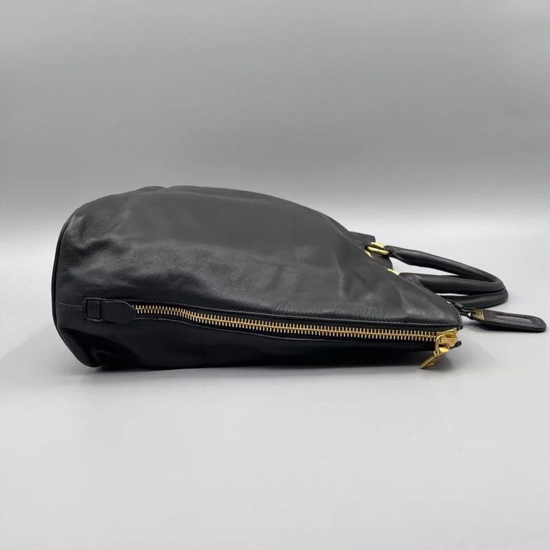 Prada Prada Black Leather Tote Bag with Strap -2505 Size ONE SIZE - 5 Thumbnail
