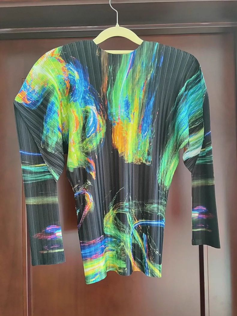 Issey Miyake Issey Miyake size:3 Green round-neck long-sleeved rib top Size S / US 4 / IT 40 - 7 Thumbnail