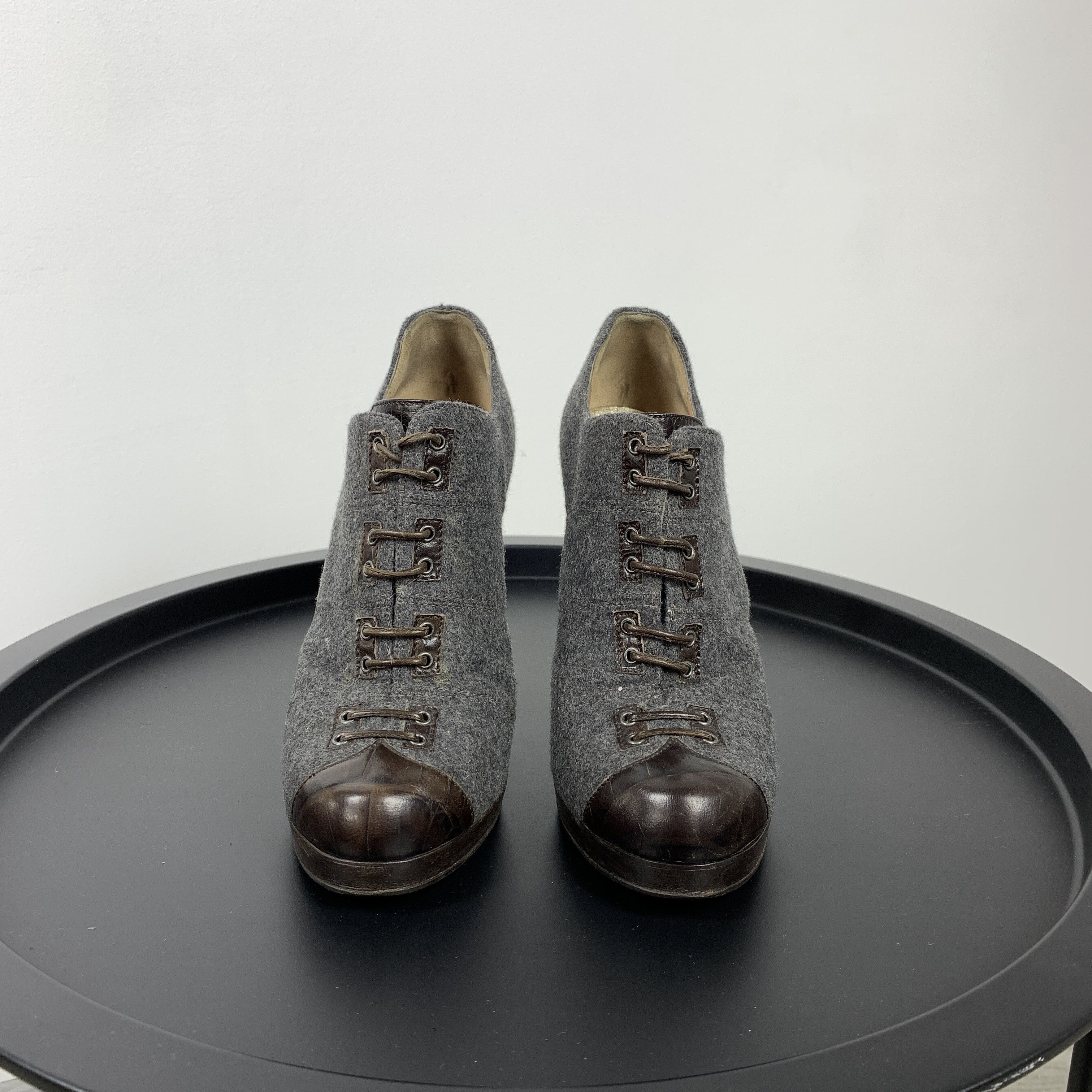 Emporio Armani Emporio Armani Grey Womens's Tweed Heels Shoes Size US 7.5 / IT 37.5 - 9 Thumbnail