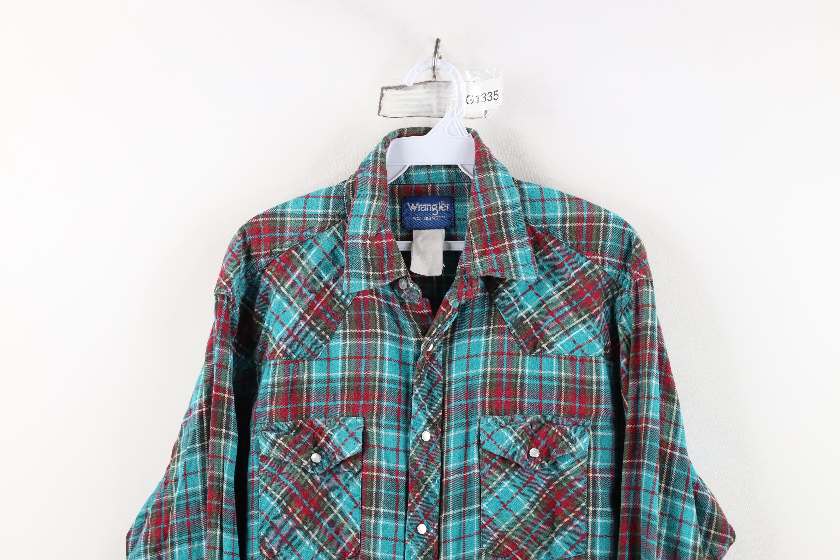 Wrangler Vintage 90s Wrangler Rainbow Plaid Flannel Snap Button Shirt Size US XL / EU 56 / 4 - 2 Thumbnail
