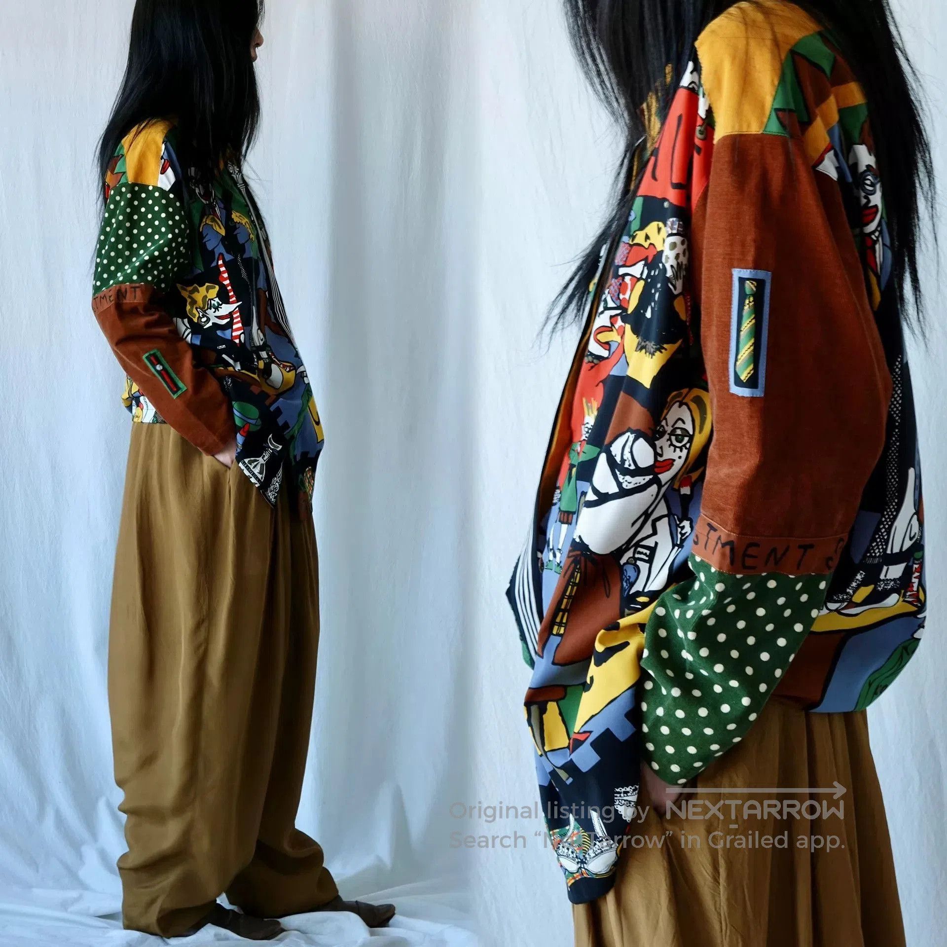 Japanese Brand Vintage Mixed-Material Retro Shirt. Size M / US 6-8 / IT 42-44 - 5 Thumbnail