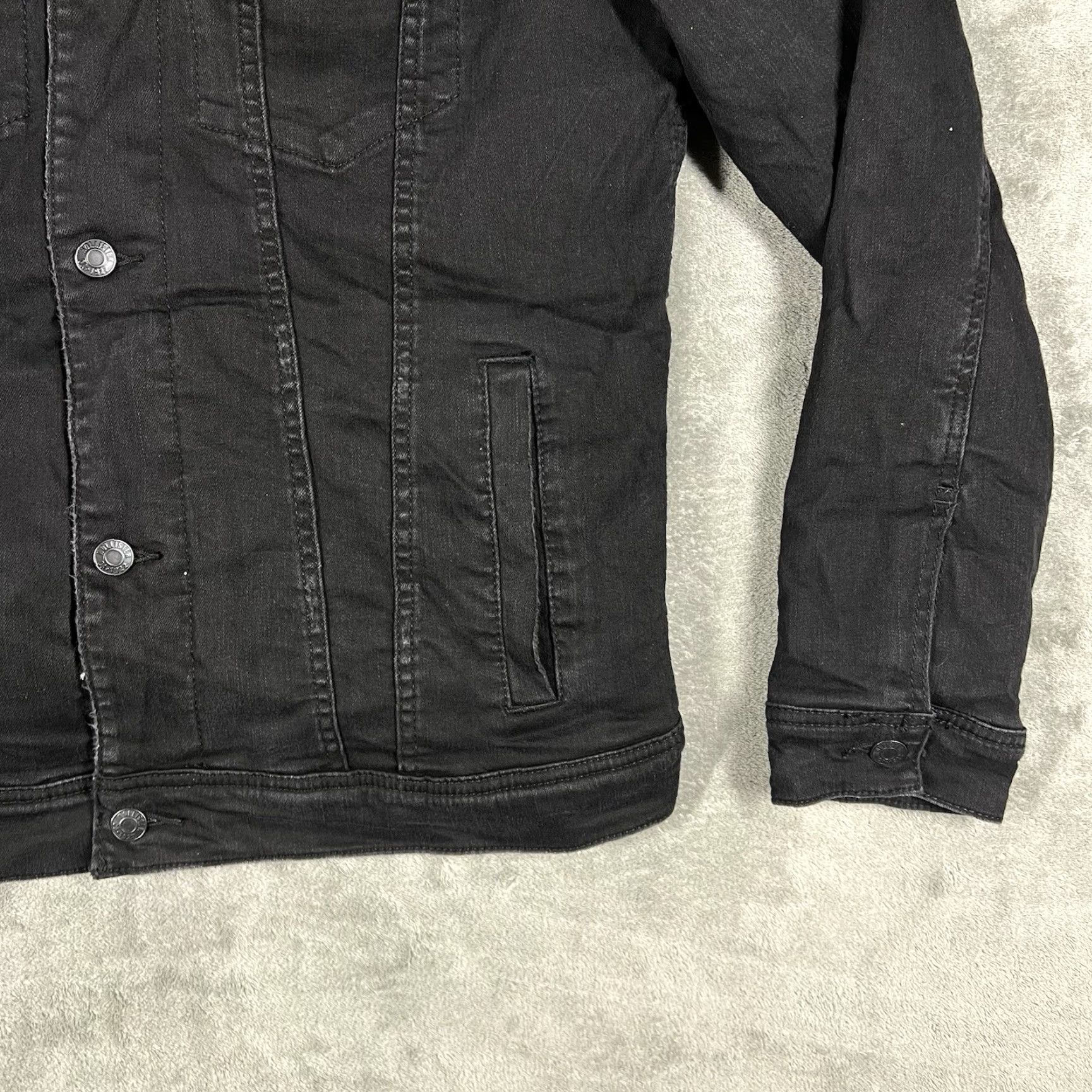 Hollister Epic Flex Jacket Denim Black Sherpa-Lined Men's M