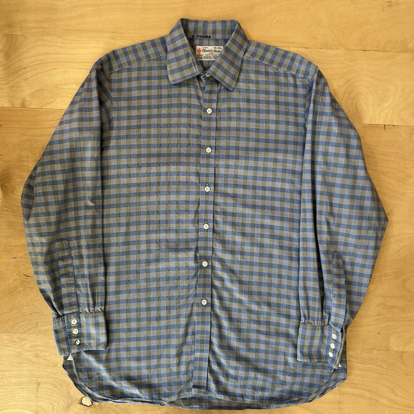 Turnbull & Asser × Vintage Turnball & Asser Shirt 16.5 Blue Gray Striped Long Sleeve Size US XL / EU 56 / 4 - 2 Thumbnail