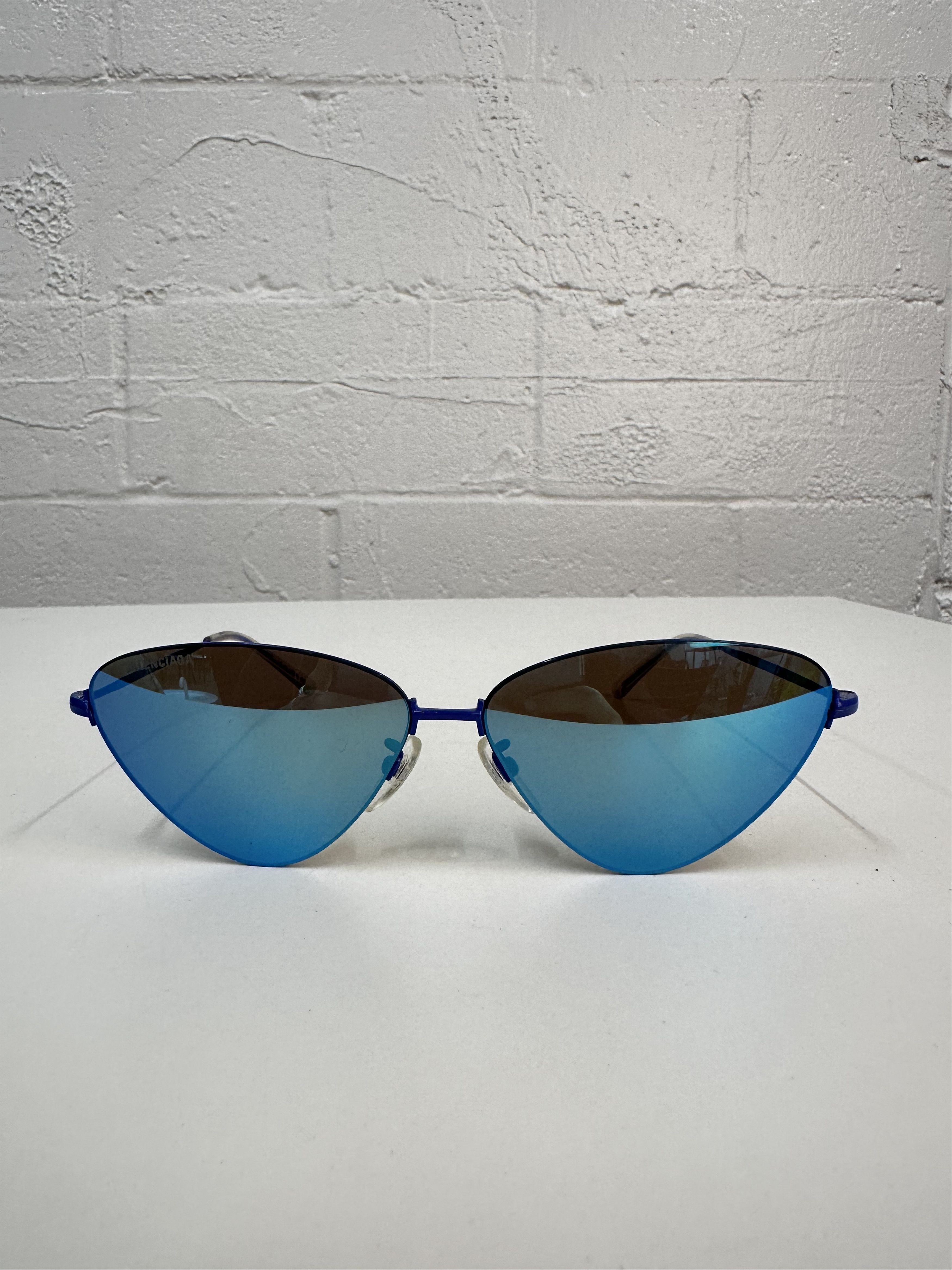 image of Balenciaga Blue Mirror Sunglasses, Women's