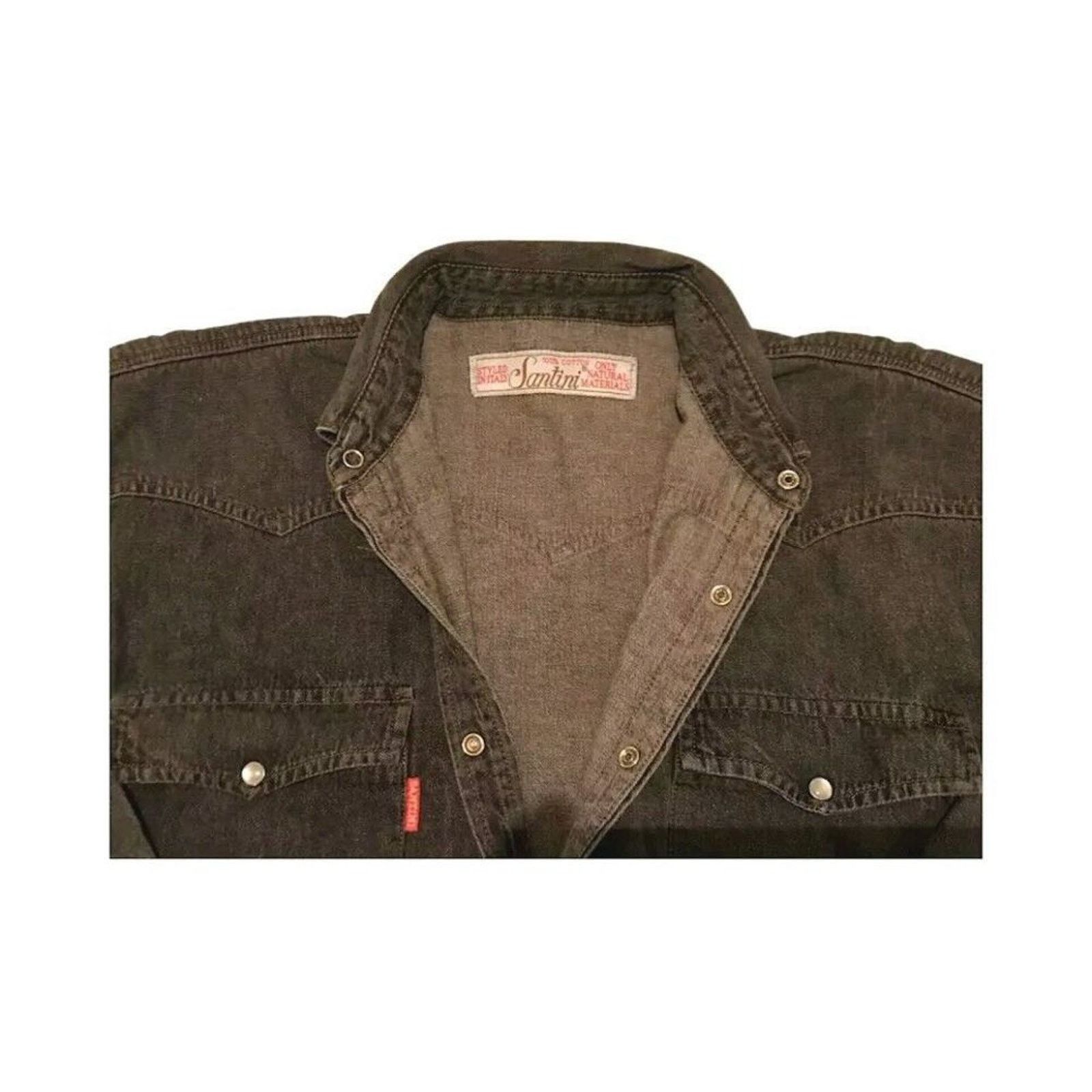 The Unbranded Brand Santini Men's Denim Shirt Black Cotton Long Sleeve L Size US L / EU 52-54 / 3 - 4 Thumbnail