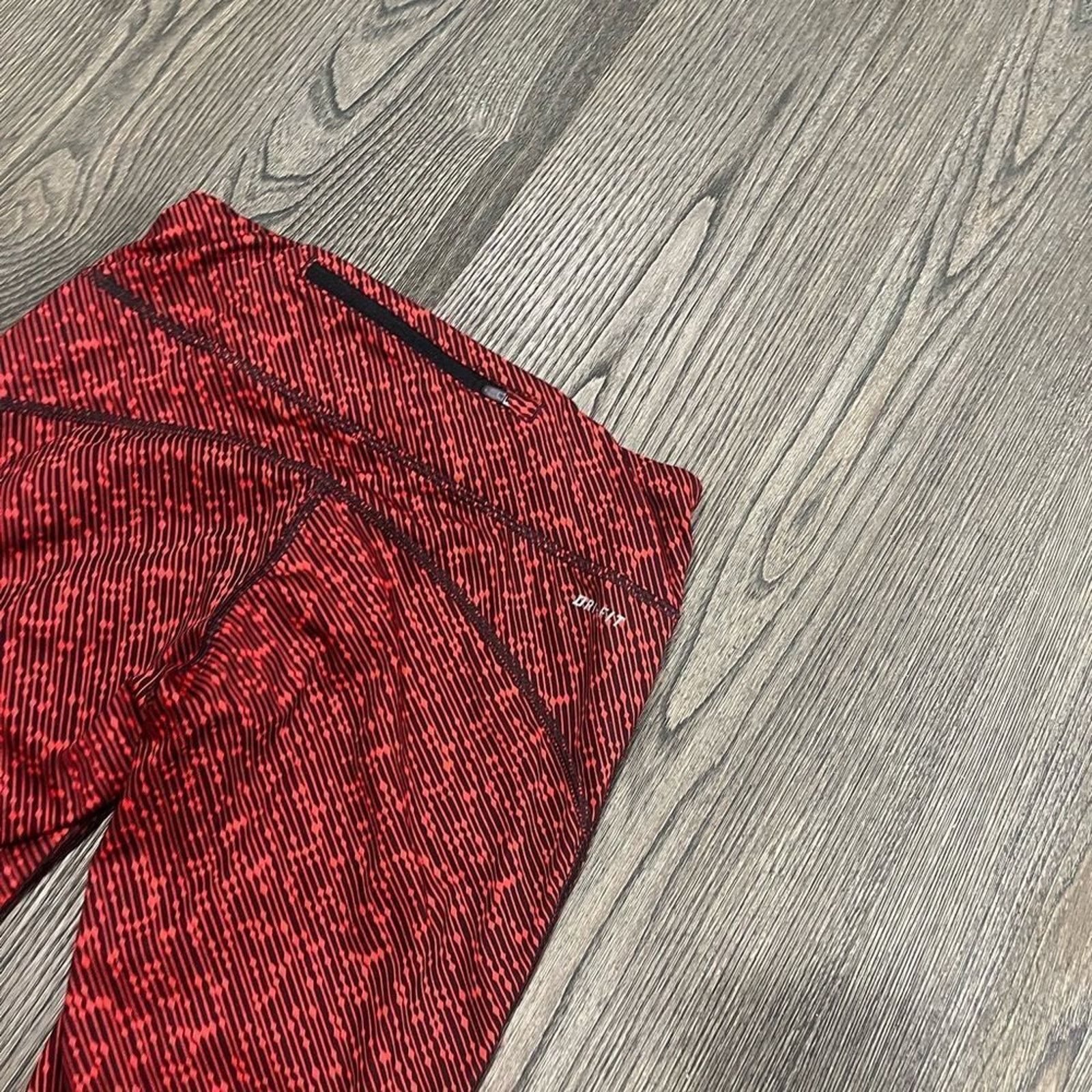Nike Nike Dri-FIT Red Printed Athletic Leggings Mid Length Siz XS Size 24" / US 00 / IT 34 - 2 Thumbnail