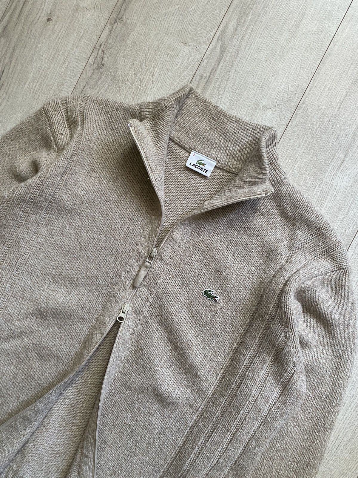 Lacoste × Vintage Lacoste vintage beige wool double zip sweater Size US L / EU 52-54 / 3 - 2 Thumbnail