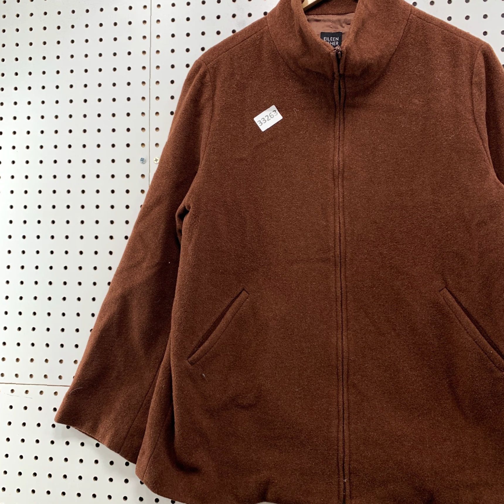 Eileen Fisher VINTAGE Eileen Fisher Brown Wool Jacket Womens Medium Long Sleeve Zip Italian Size M / US 6-8 / IT 42-44 - 3 Thumbnail