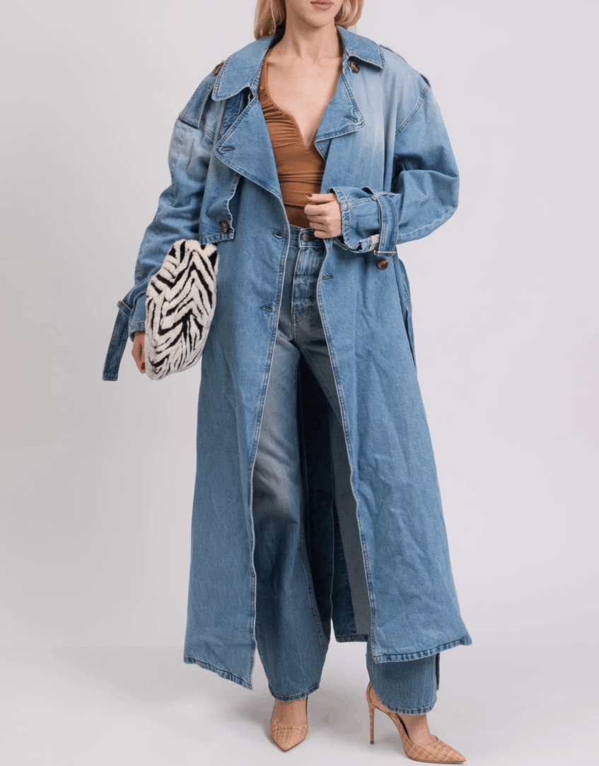 Acne Studios ACNE STUDIOS Oversized Denim Long Trench Coat Size XS / US 0-2 / IT 36-38 - 2 Thumbnail