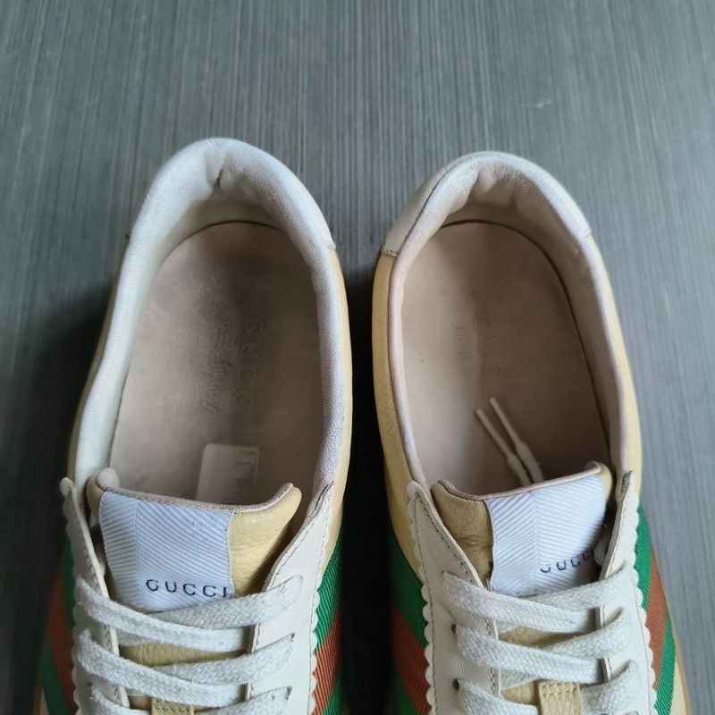 Gucci Gucci G74 Web Leather Sneakers in Brown Green - Size US 8.5 / EU 41-42 - 9 Thumbnail