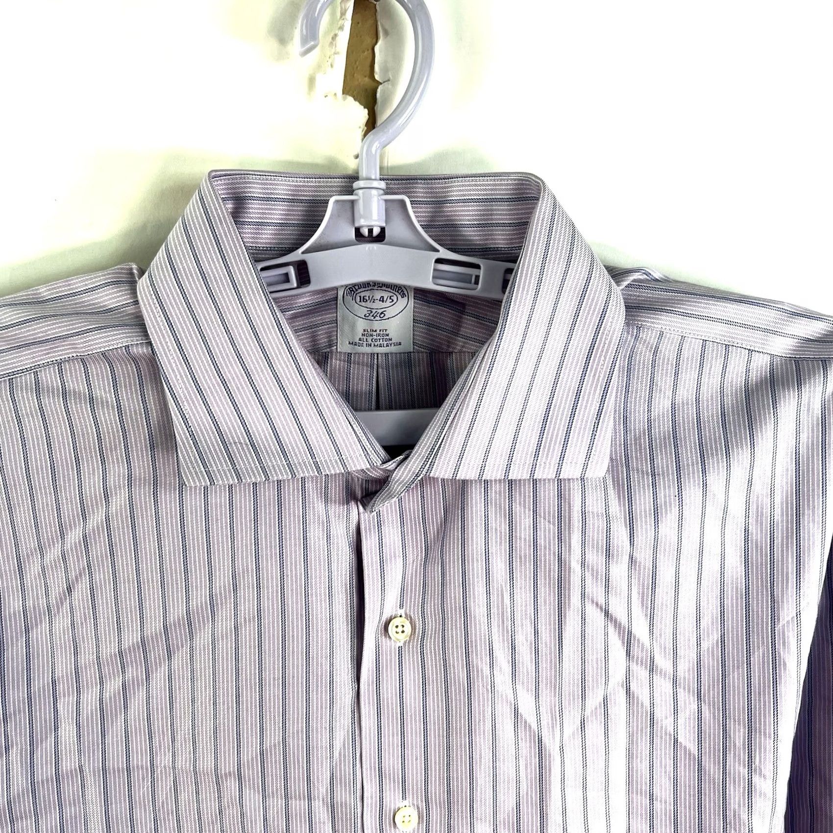 Brooks Brothers Brooks Brothers Slim Fit Purple Striped Button-Down Shirt Mens 16.5 Regular Size 50 Chest Long Sleeve Button-Up Casual Dress Shirt Size US XL / EU 56 / 4 - 3 Thumbnail