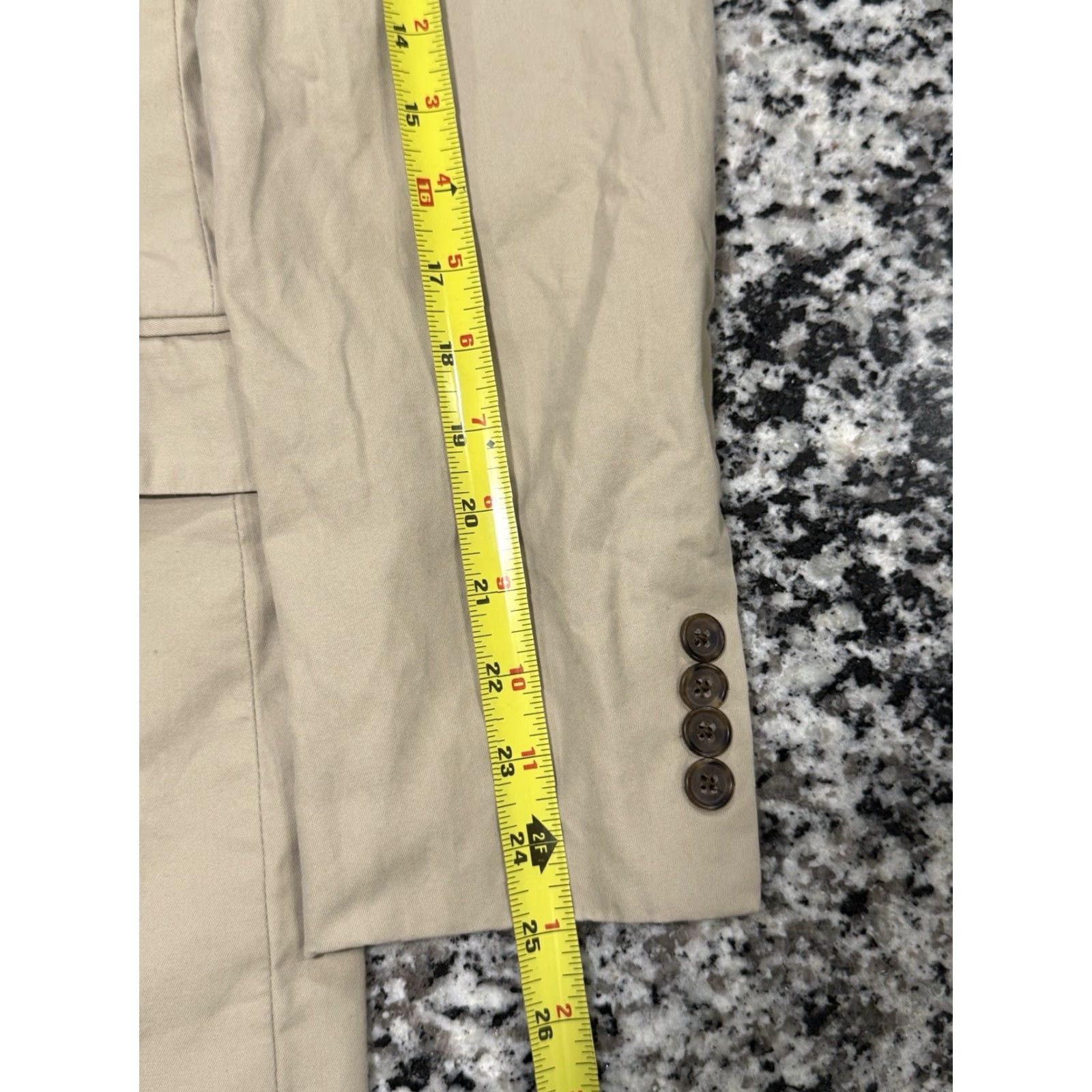 J.Crew J.CREW Blazer Adult 40R Beige Cotton Slim Notch Lapel Double-Vented Mens Size 40R - 4 Thumbnail