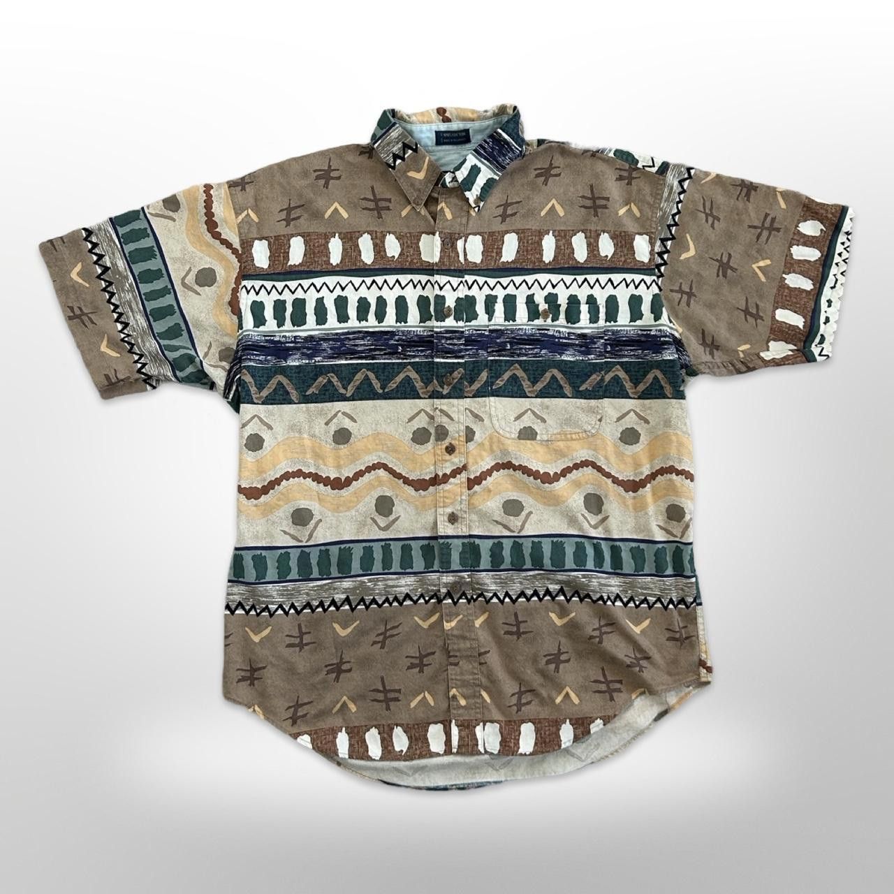 Chaps × Polo Ralph Lauren × Vintage Vintage 90s Chaps Ralph Lauren Aztec Print Button Up Shirt Size US L / EU 52-54 / 3 - 1 Thumbnail