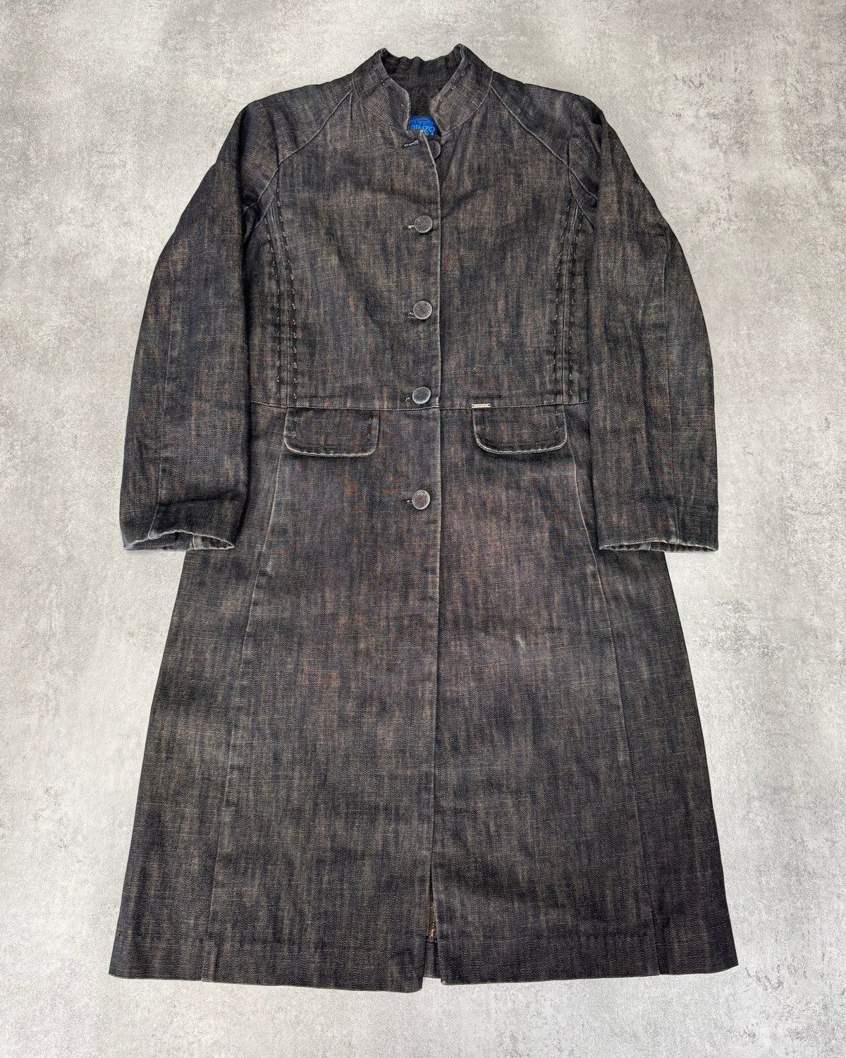 image of 1990S Kenzo Traditional Master Denim Trench Coat (Xs) in Grey, Men's