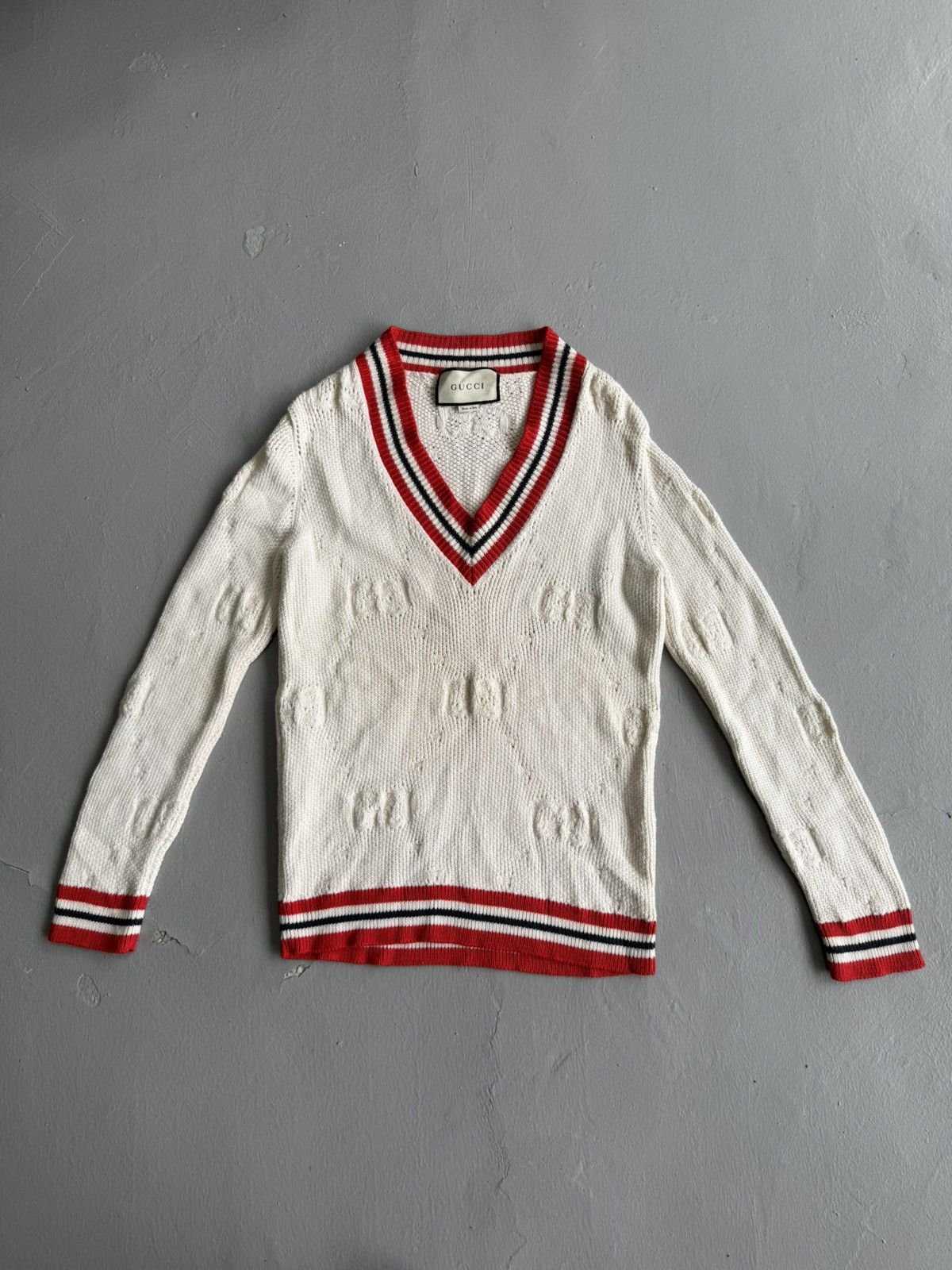 Gucci Gucci - Monogram Vneck Longsleeves Size S / US 4 / IT 40 - 1 Thumbnail